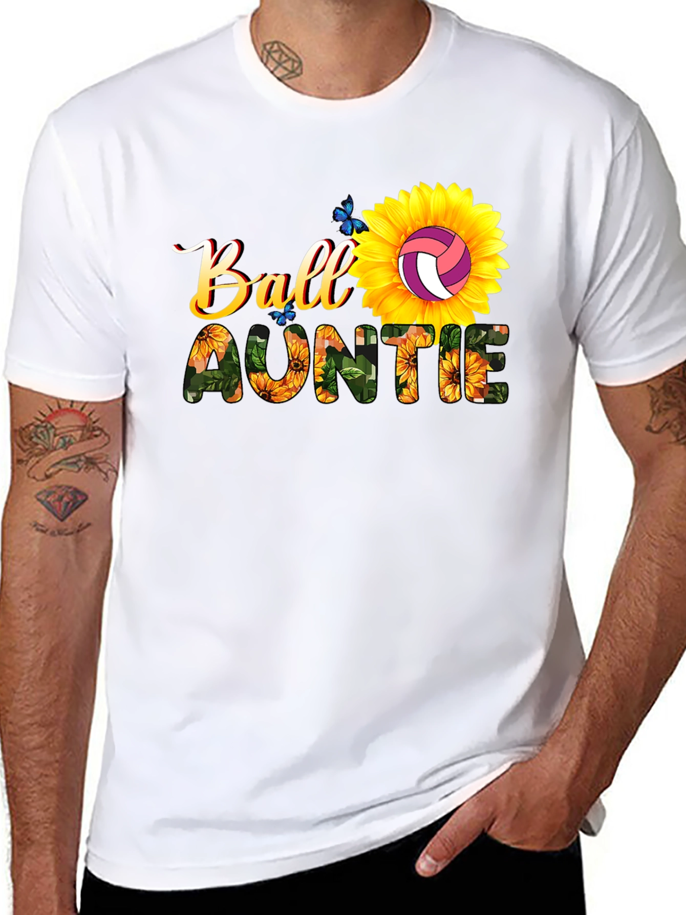 Ball Auntie Sunflower Volleyball T-Shirt