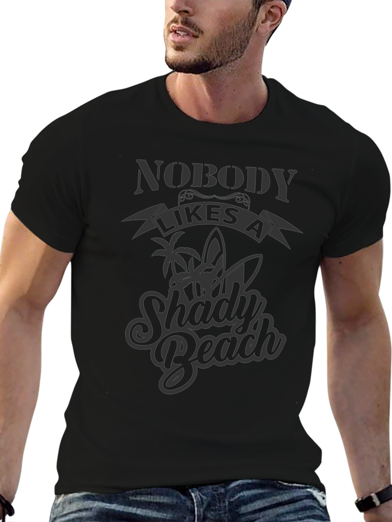 Shady Beach Graphic Tee - Mens Black T-Shirt