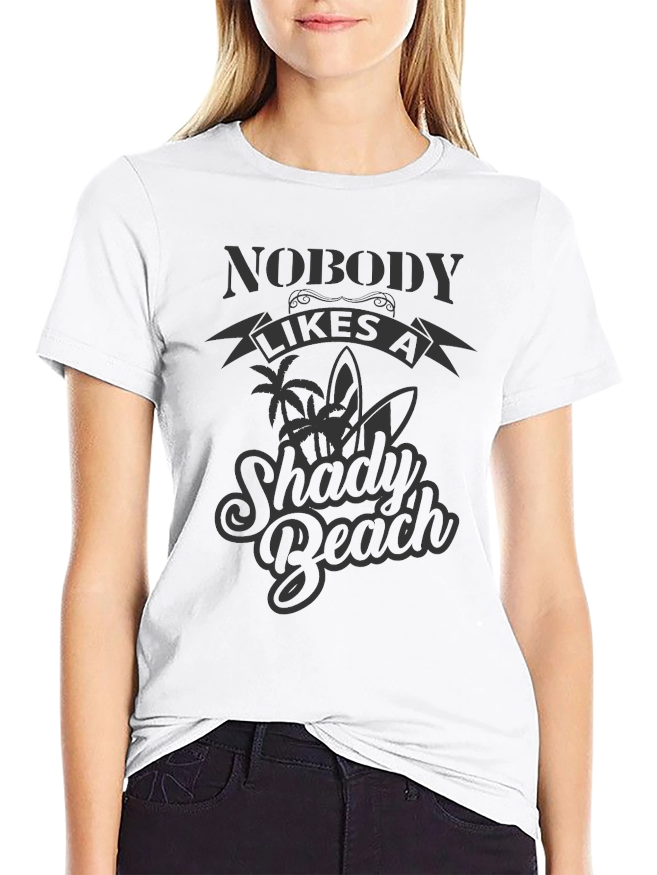 Shady Beach Graphic Tee - Mens Black T-Shirt