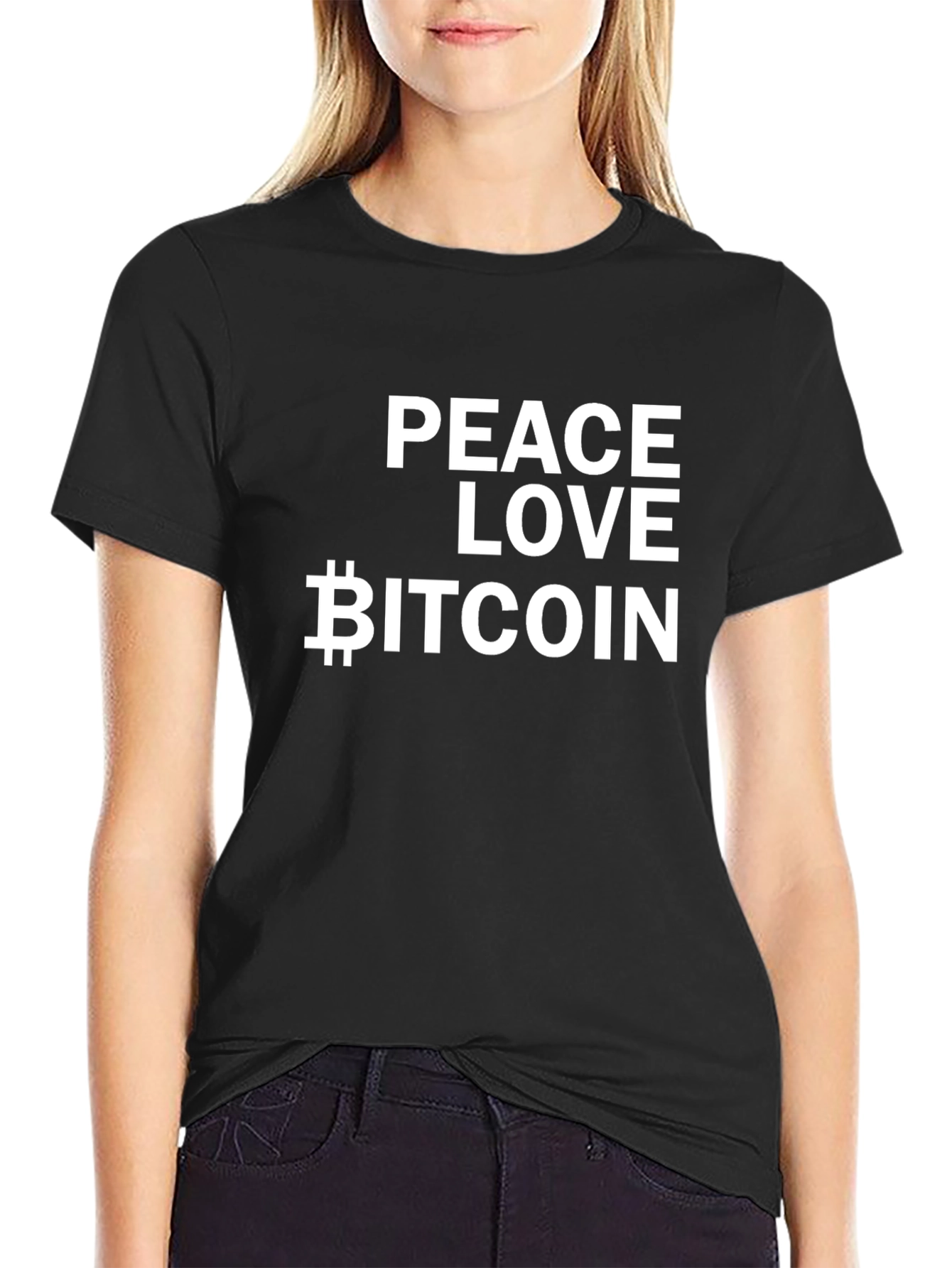 Peace Love Bitcoin Black T-Shirt