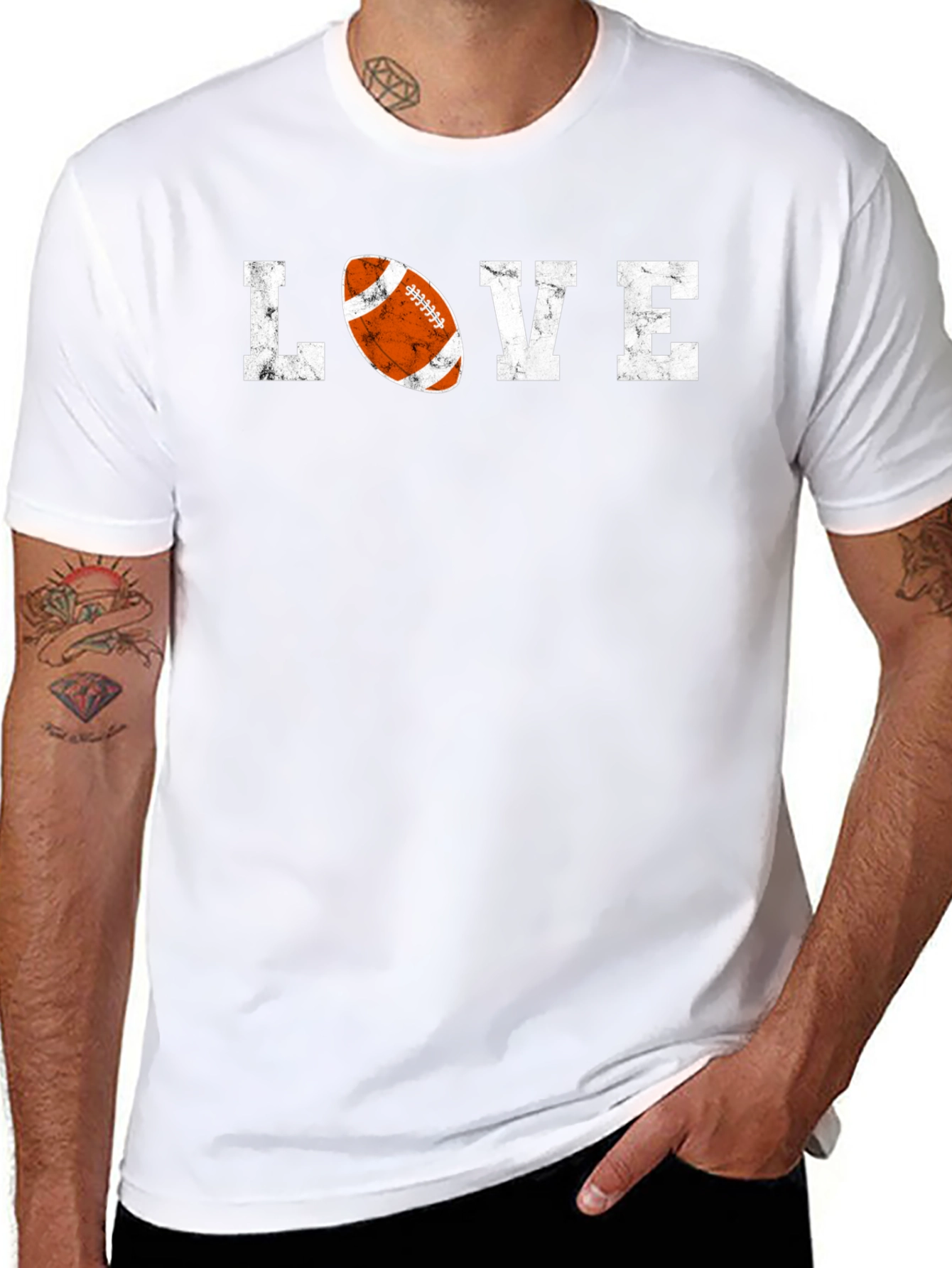 Love Football Graphic Tee - Distressed Print