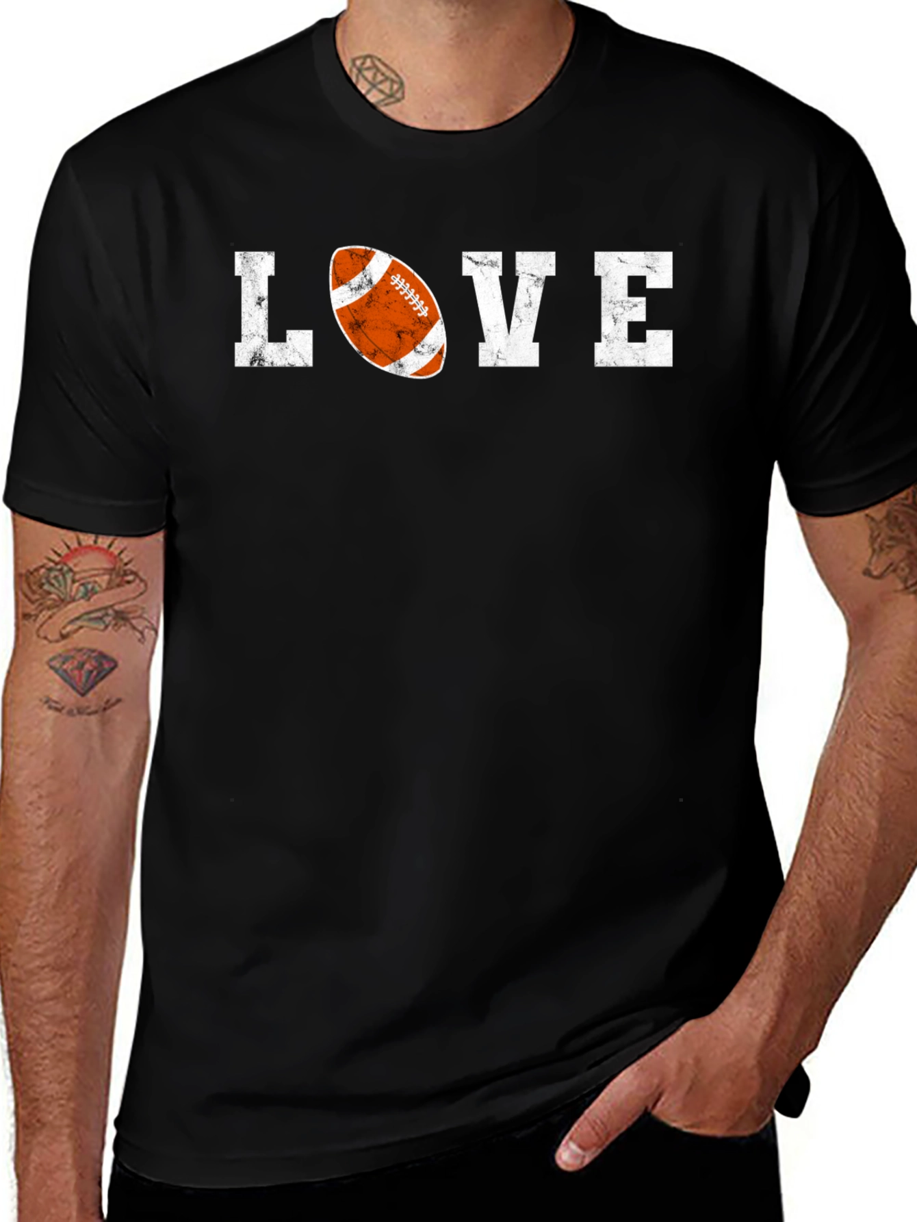 Love Football Graphic Tee - Distressed Print