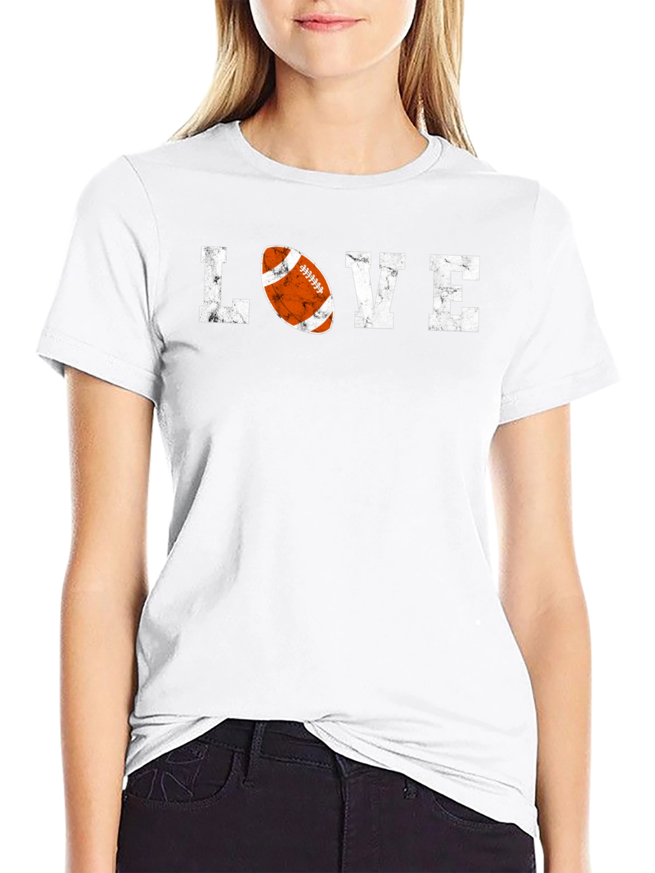 Love Football Graphic Tee - Distressed Print