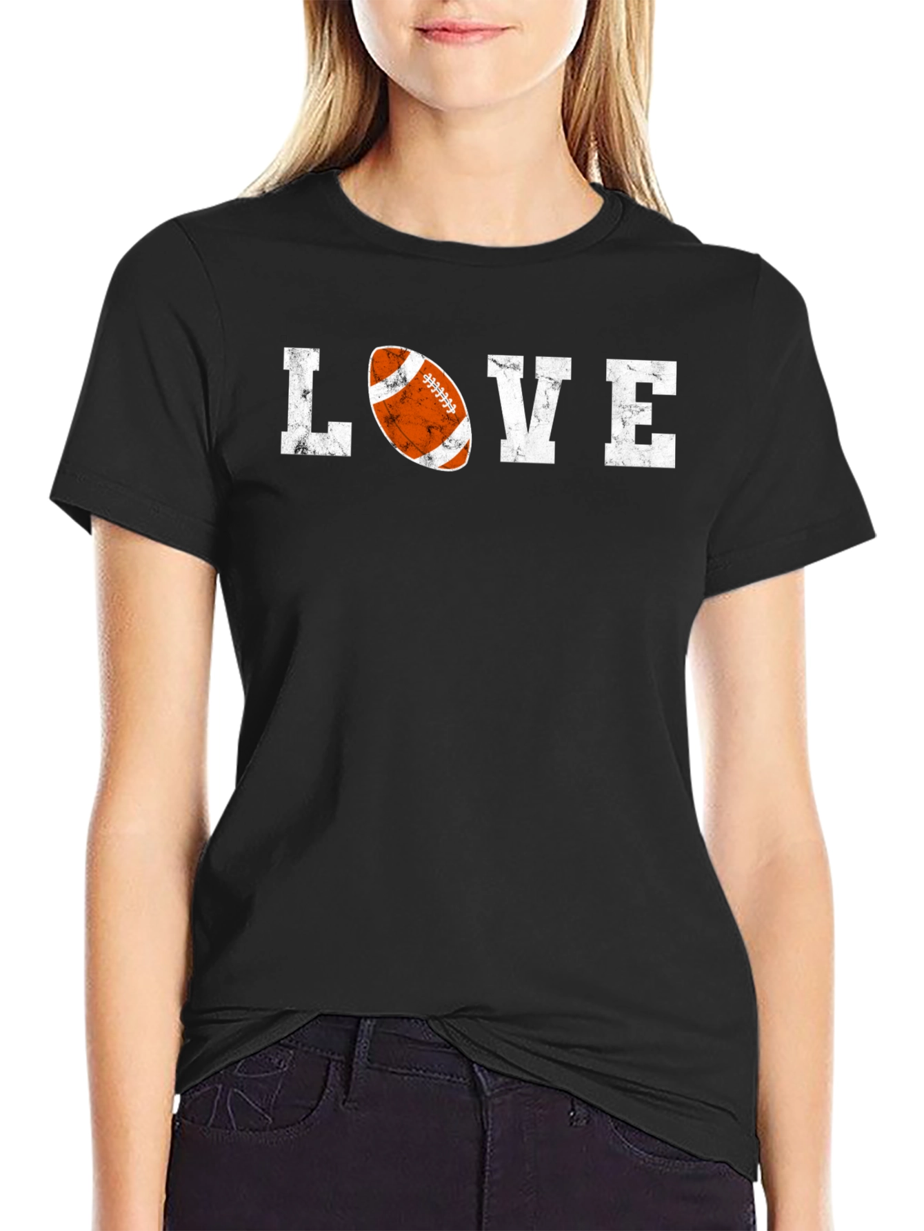 Love Football Graphic Tee - Distressed Print