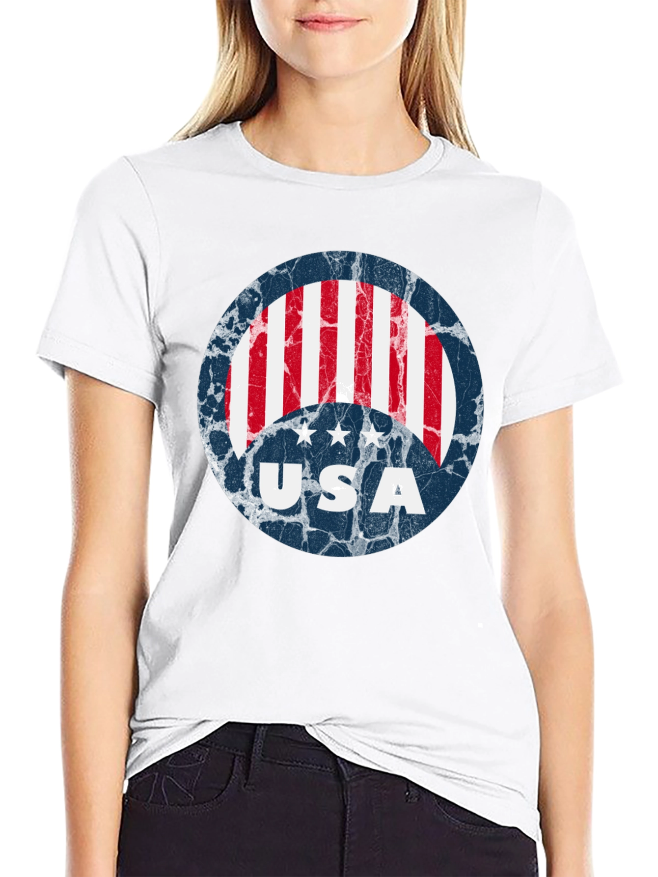 USA Flag Graphic Print T-Shirt