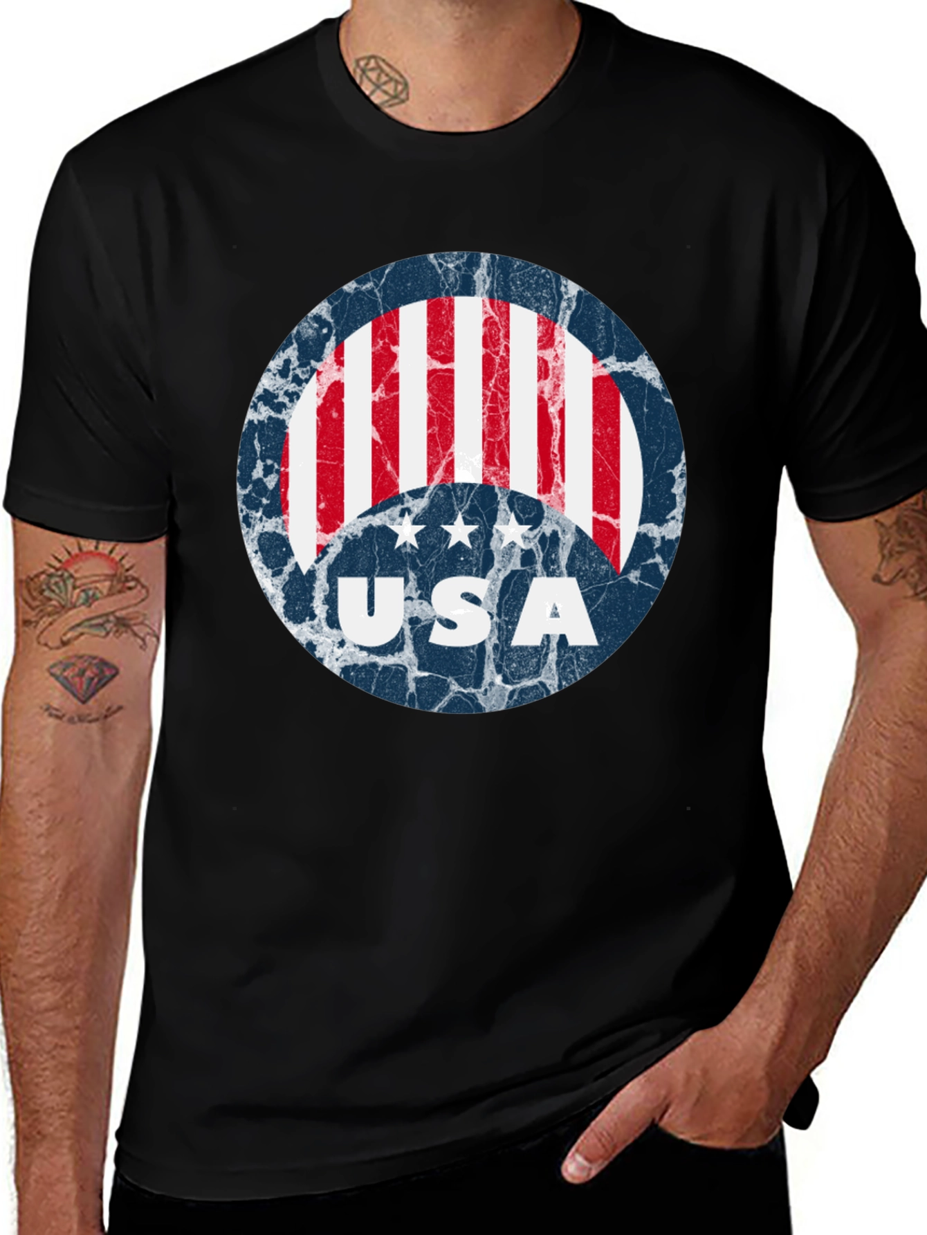 USA Flag Graphic Print T-Shirt