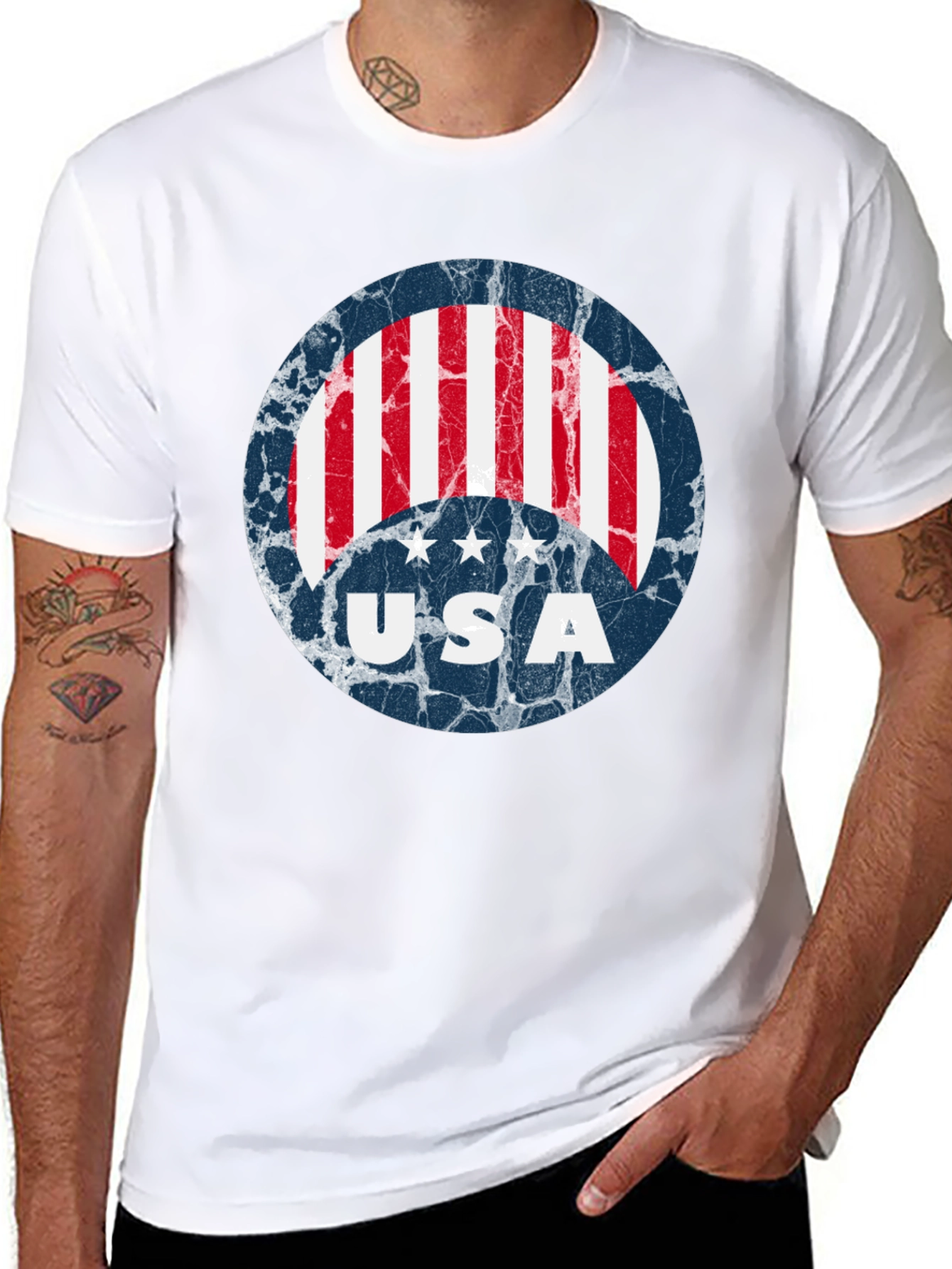 USA Flag Graphic Print T-Shirt