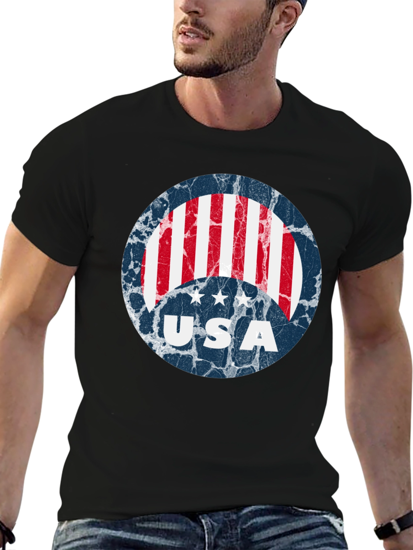 USA Flag Graphic Print T-Shirt
