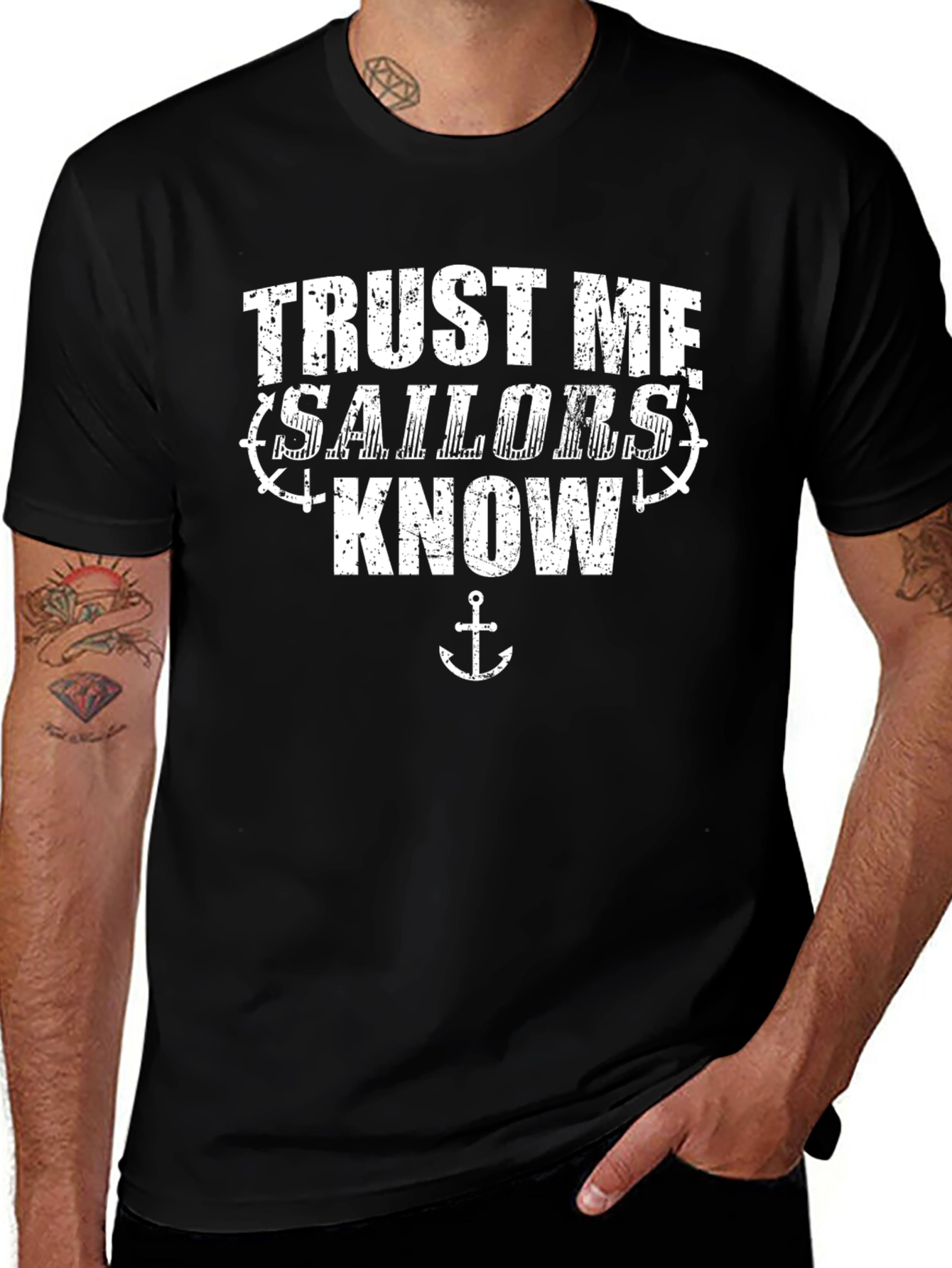 Trust Me Sailors Know Graphic T-Shirt - Black