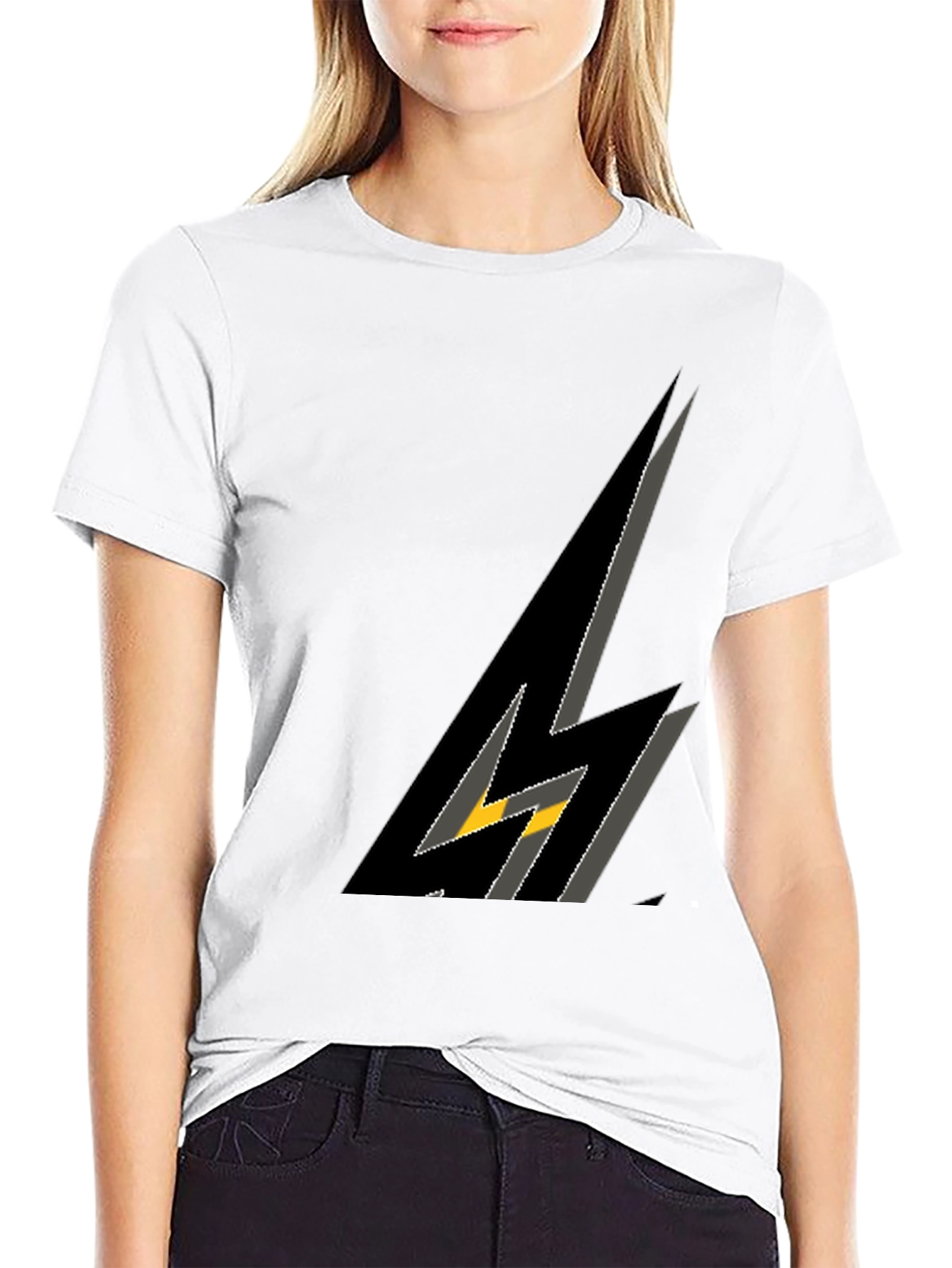 Stylish Black Graphic Tee - Lightning Bolt Design