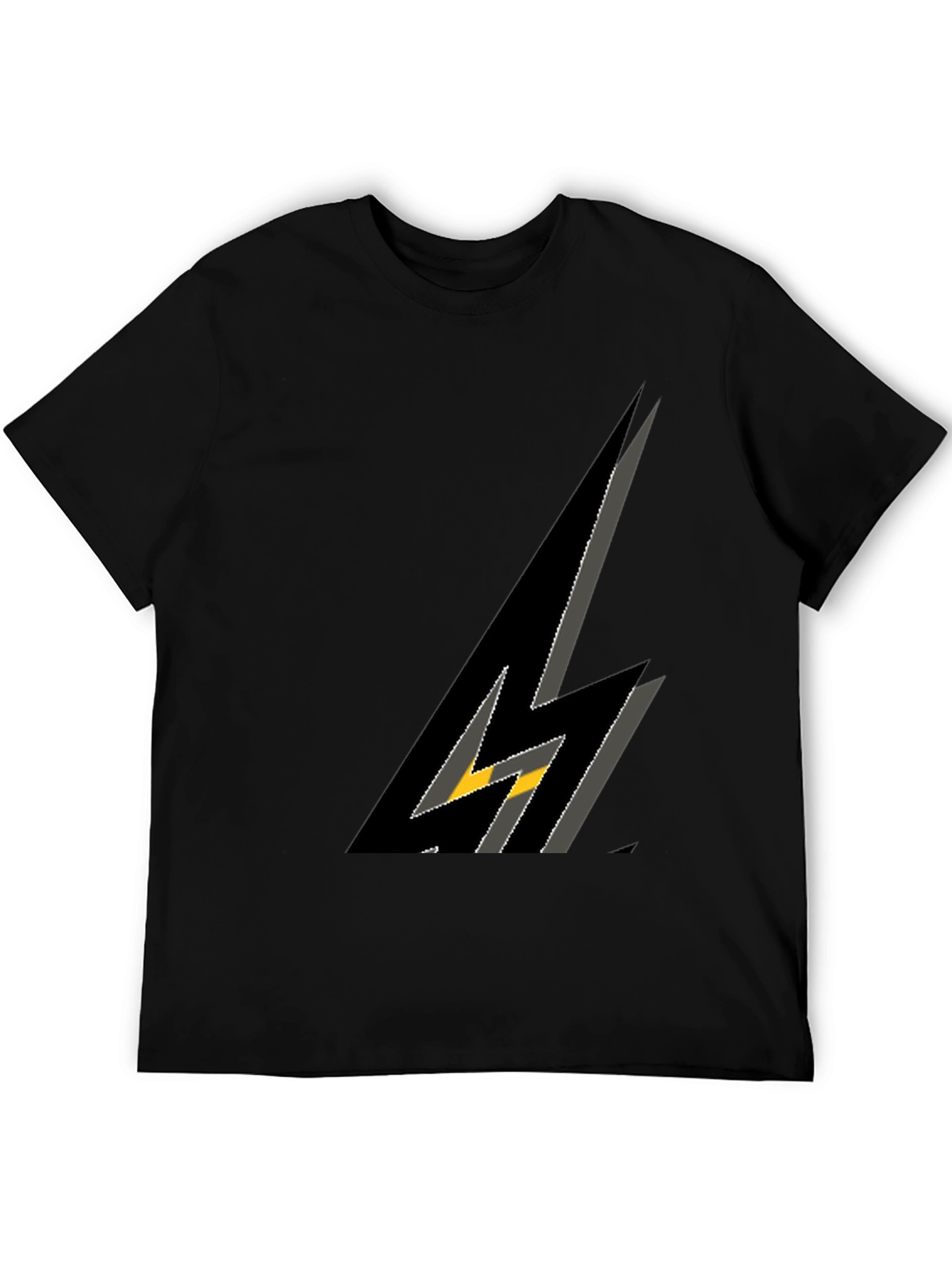 Stylish Black Graphic Tee - Lightning Bolt Design