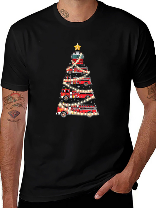 Fire Truck Christmas Tree T-Shirt