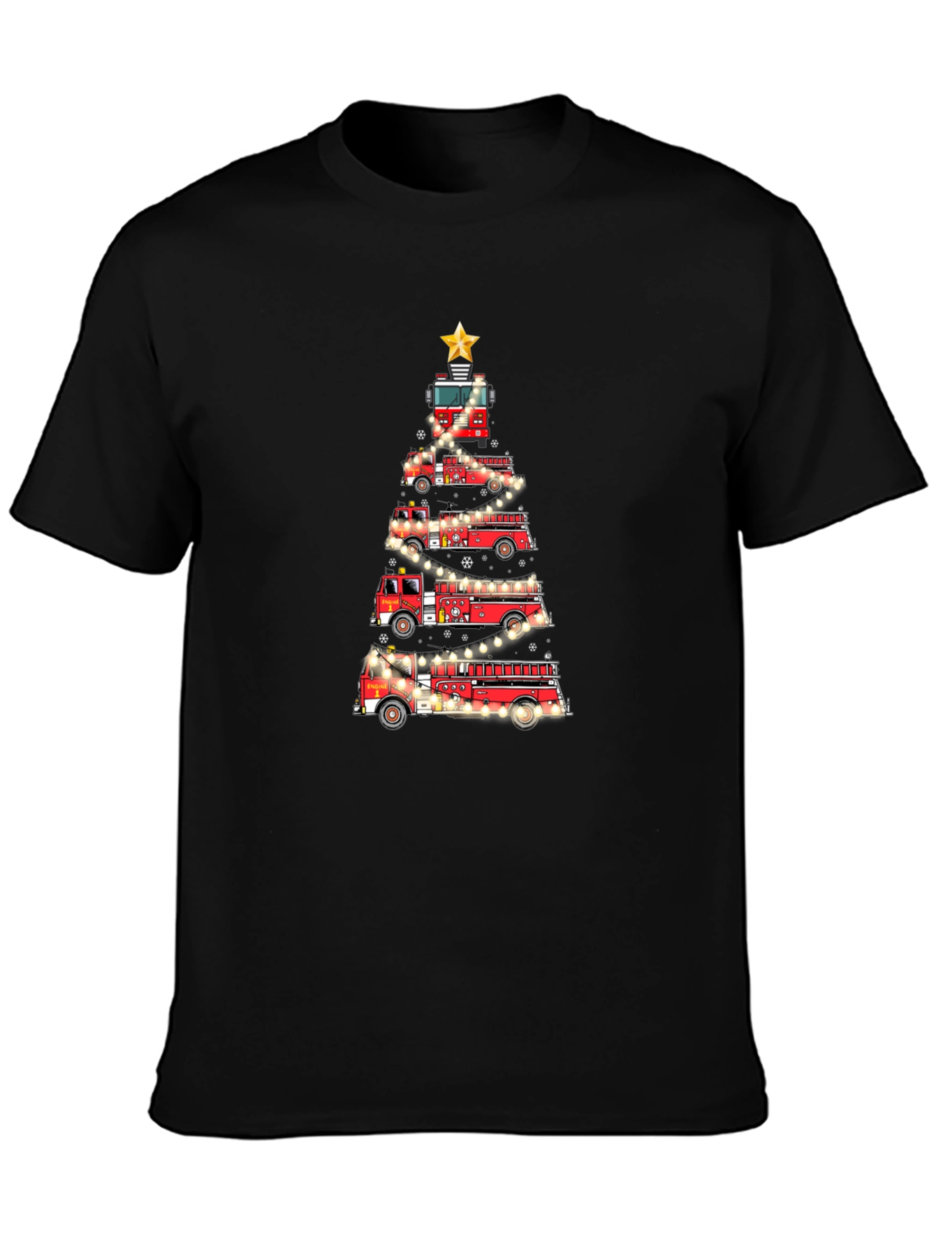 Fire Truck Christmas Tree T-Shirt