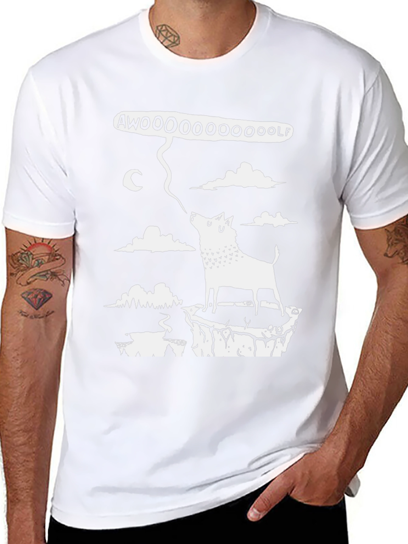 AWOOOOO WOLF Graphic Tee - Black Cotton T-Shirt