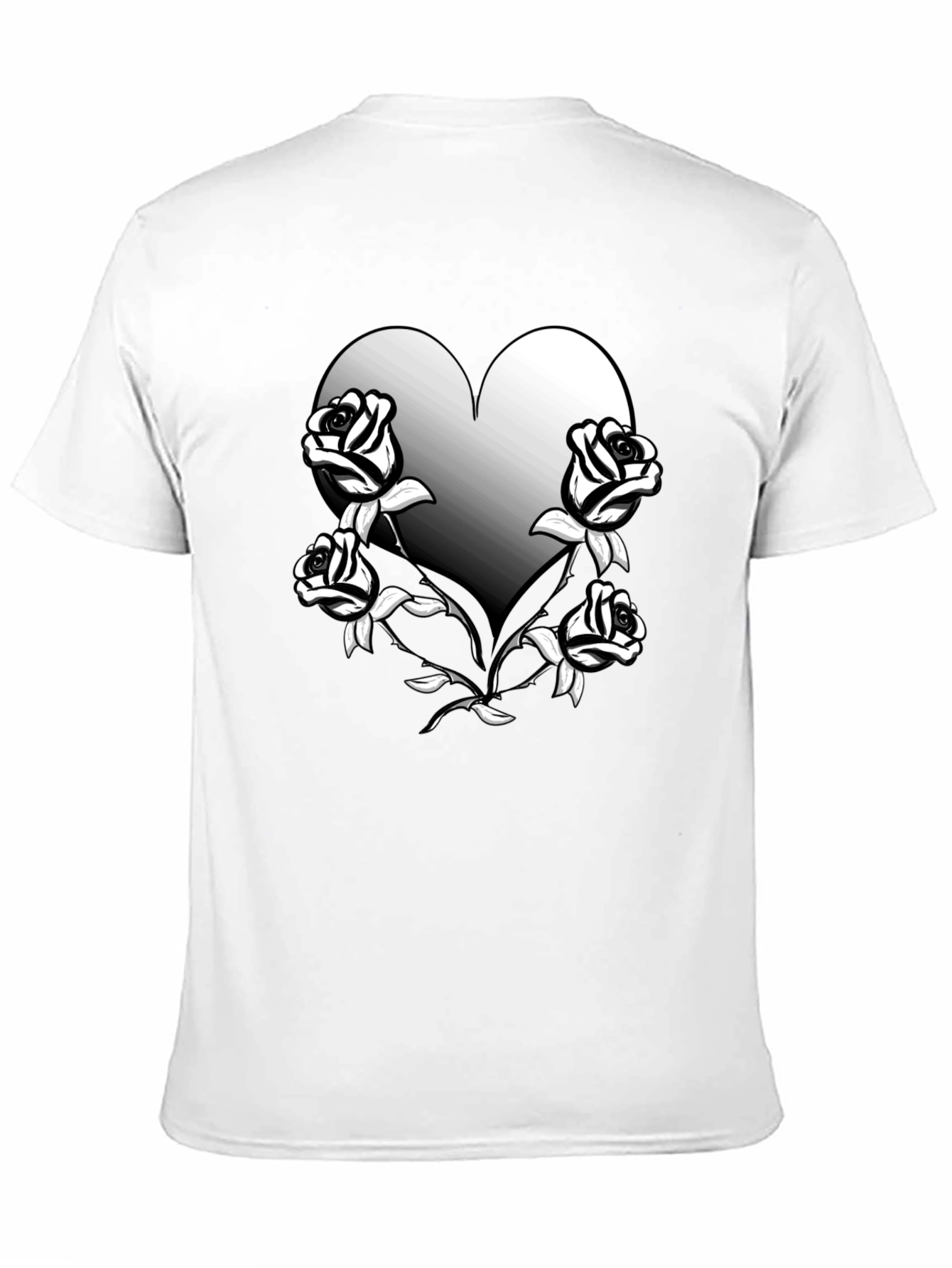 Heart & Roses Graphic Tee - Black Unisex Shirt
