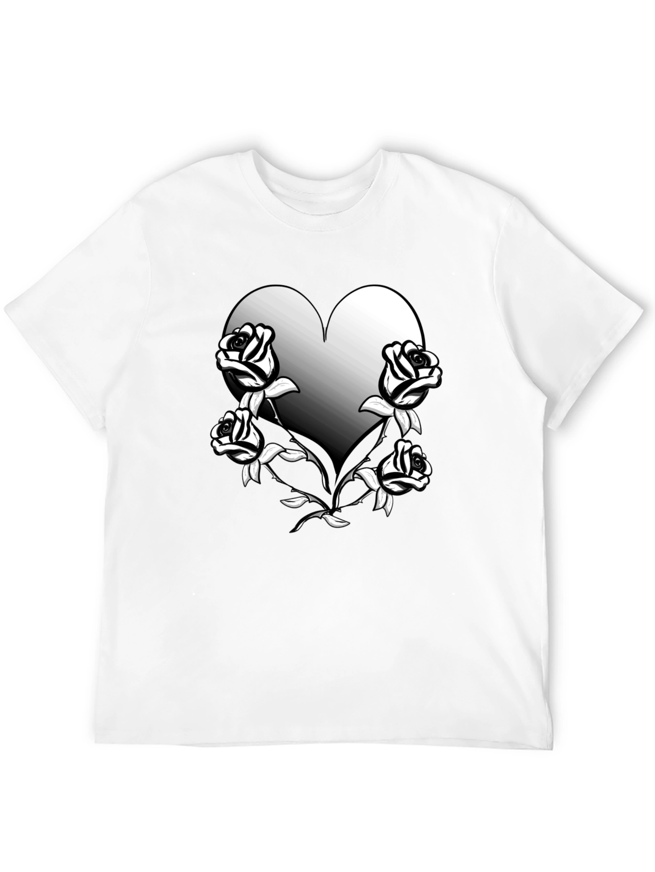 Heart & Roses Graphic Tee - Black Unisex Shirt