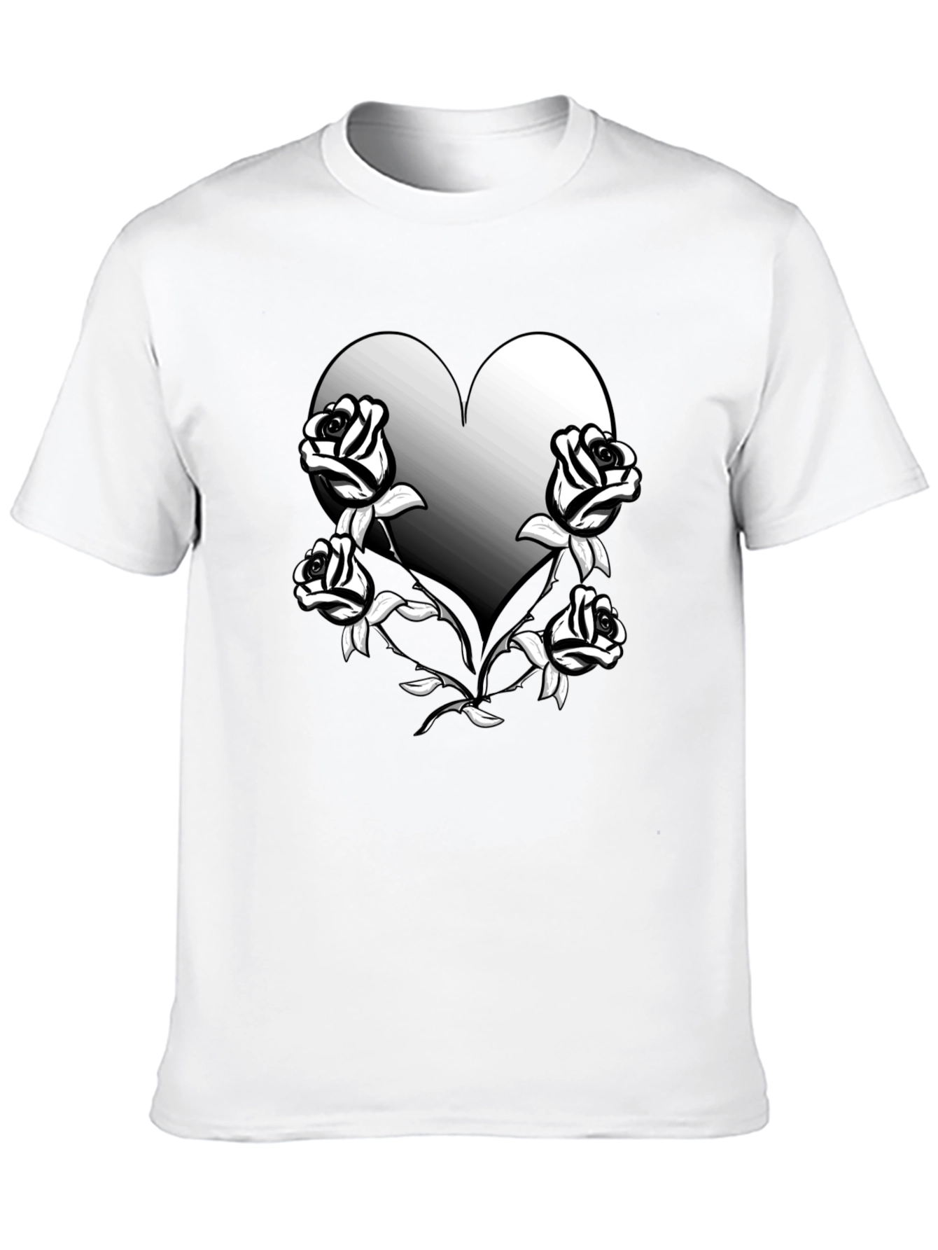 Heart & Roses Graphic Tee - Black Unisex Shirt