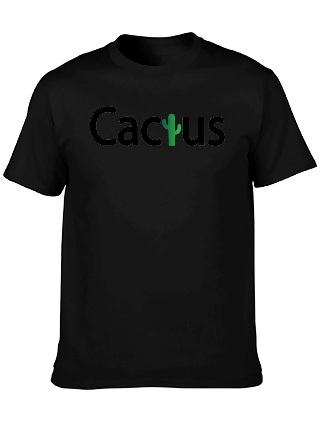 Cactus Graphic Print Black Crew Neck T-Shirt