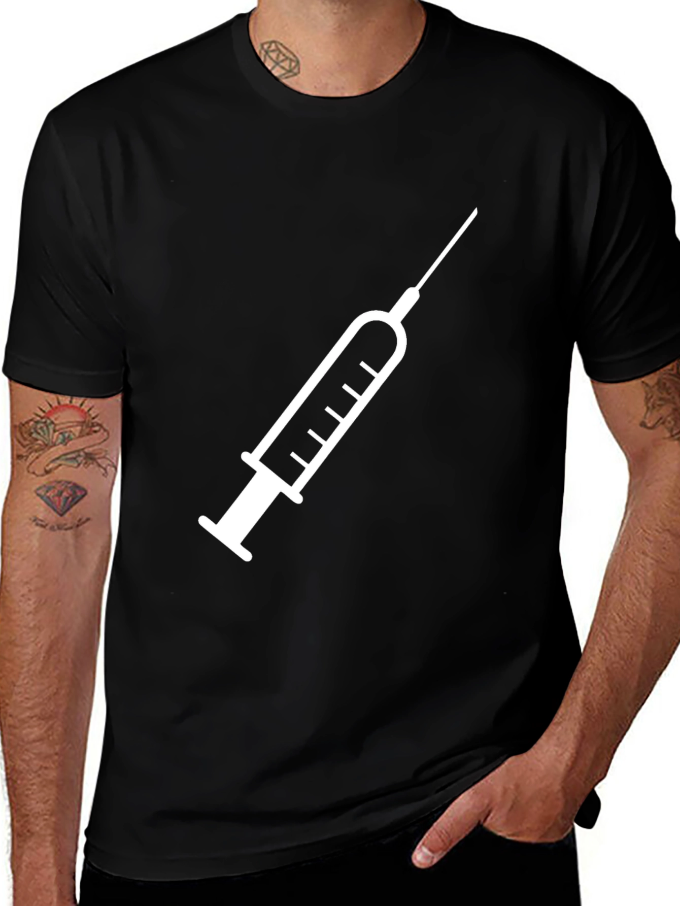 Medical Injection Graphic Tee - Black Cotton Comfort