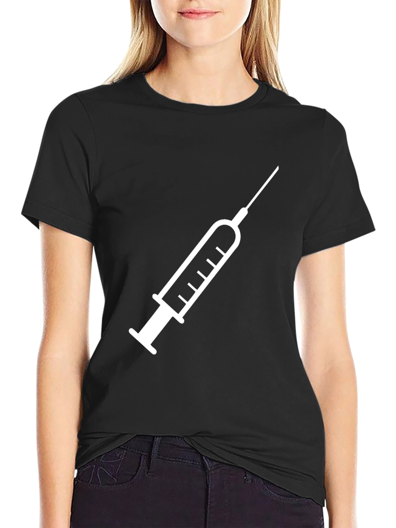 Medical Injection Graphic Tee - Black Cotton Comfort