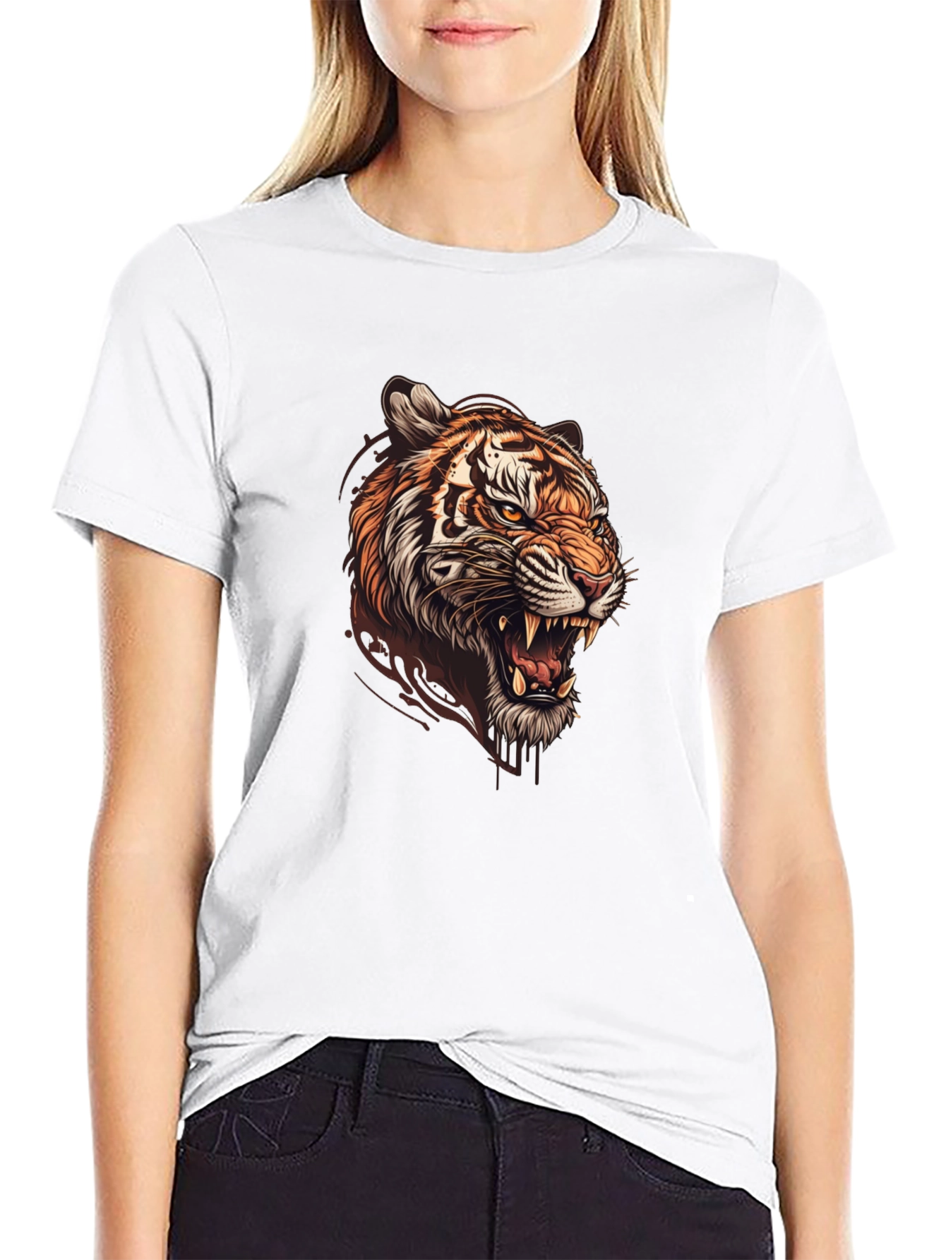 Tiger Graphic Black T-Shirt - Bold Design