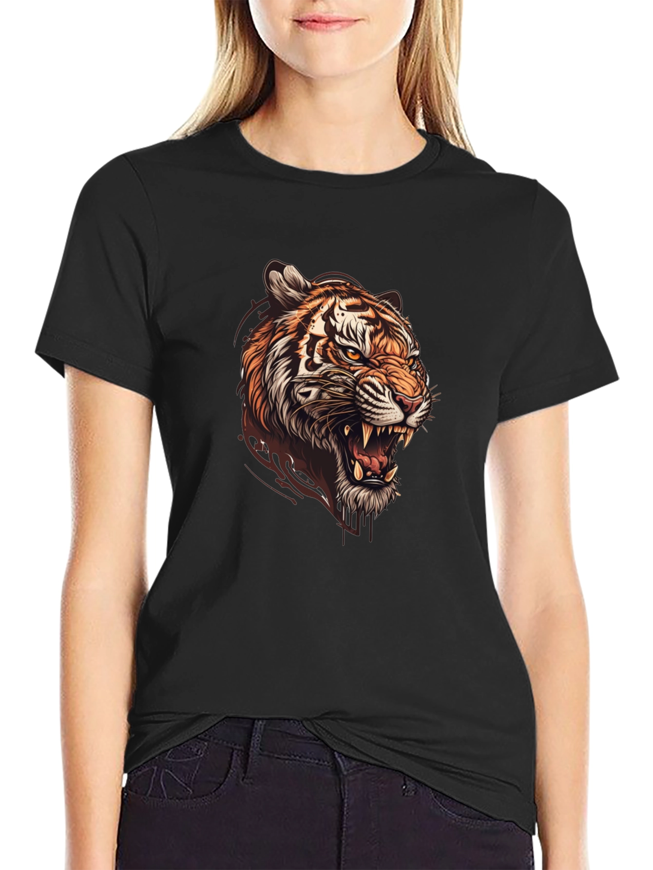 Tiger Graphic Black T-Shirt - Bold Design