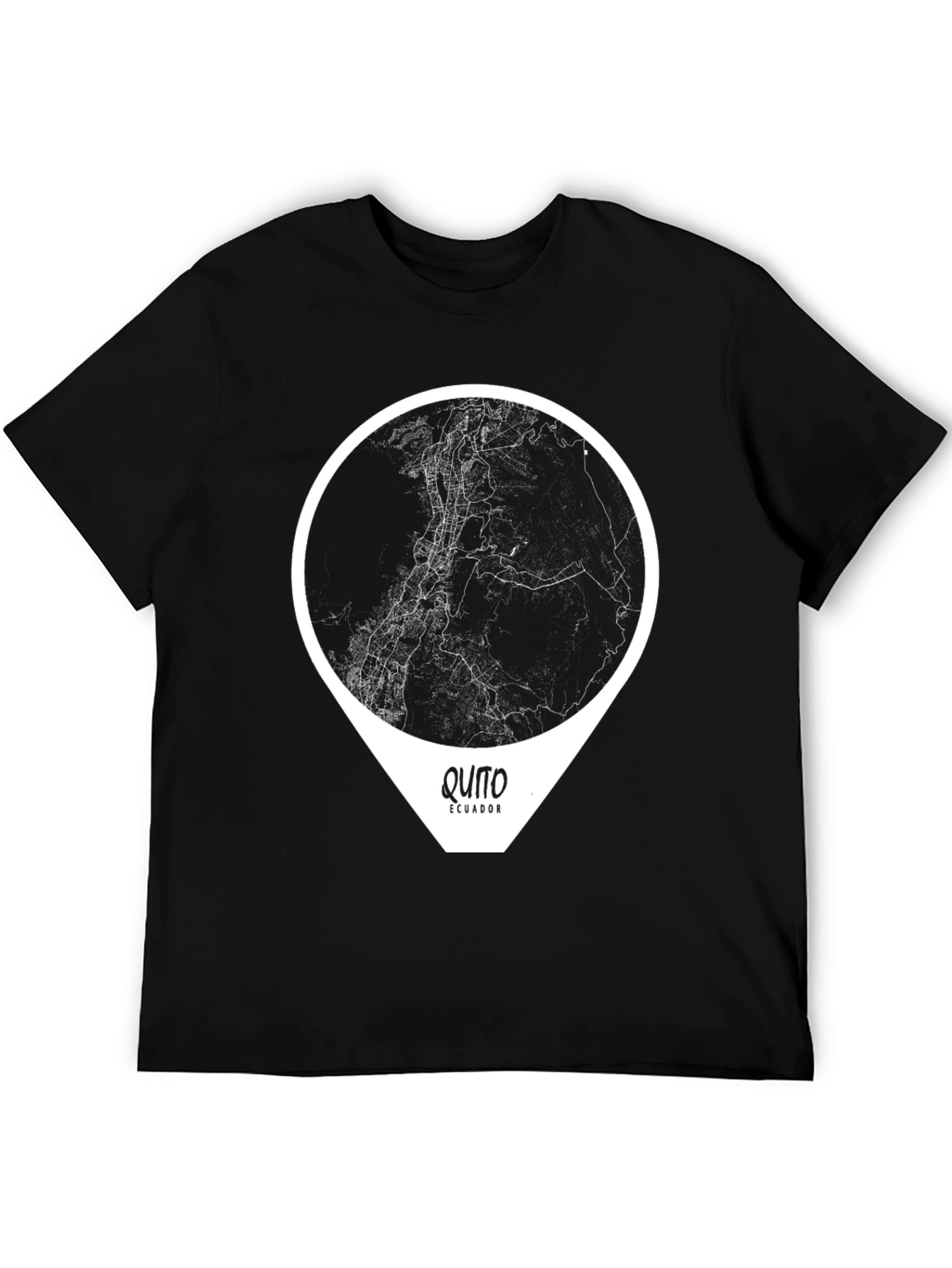 Quito Ecuador Map Graphic T-Shirt - Black
