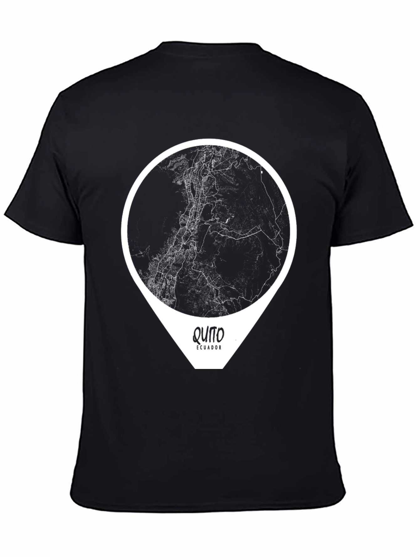 Quito Ecuador Map Graphic T-Shirt - Black