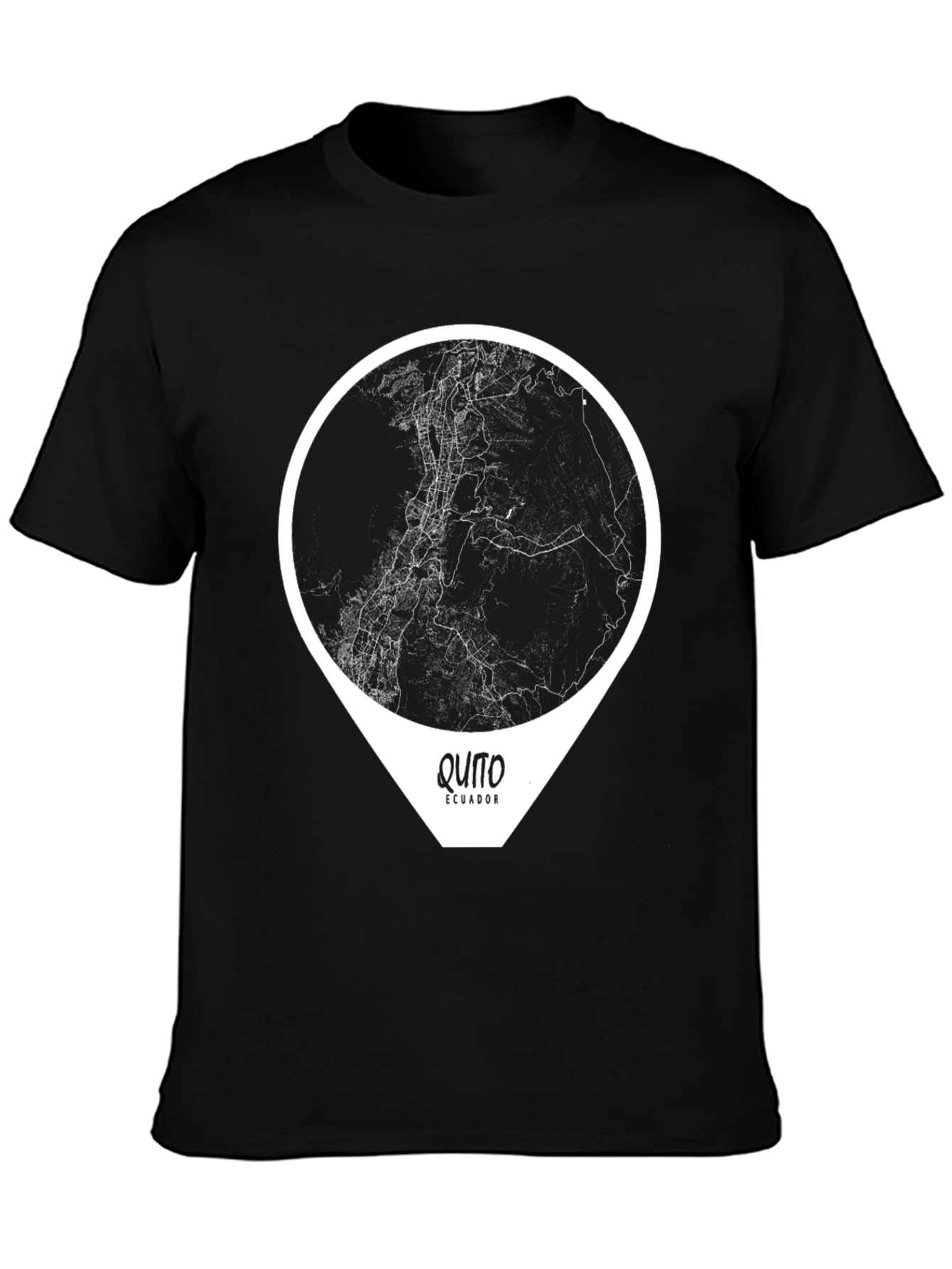 Quito Ecuador Map Graphic T-Shirt - Black