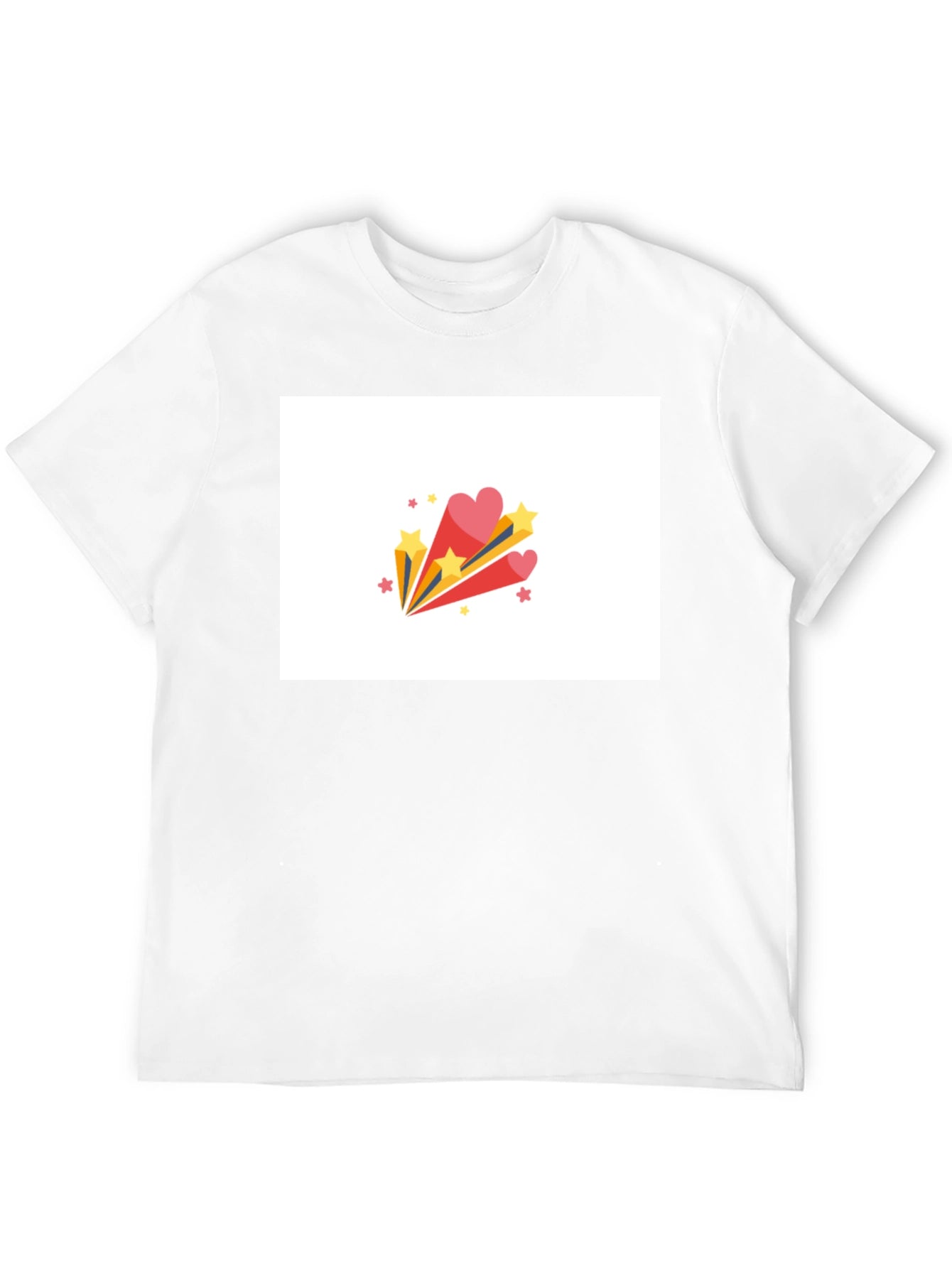 Stylish Black Tee with Heart & Star Burst Graphic