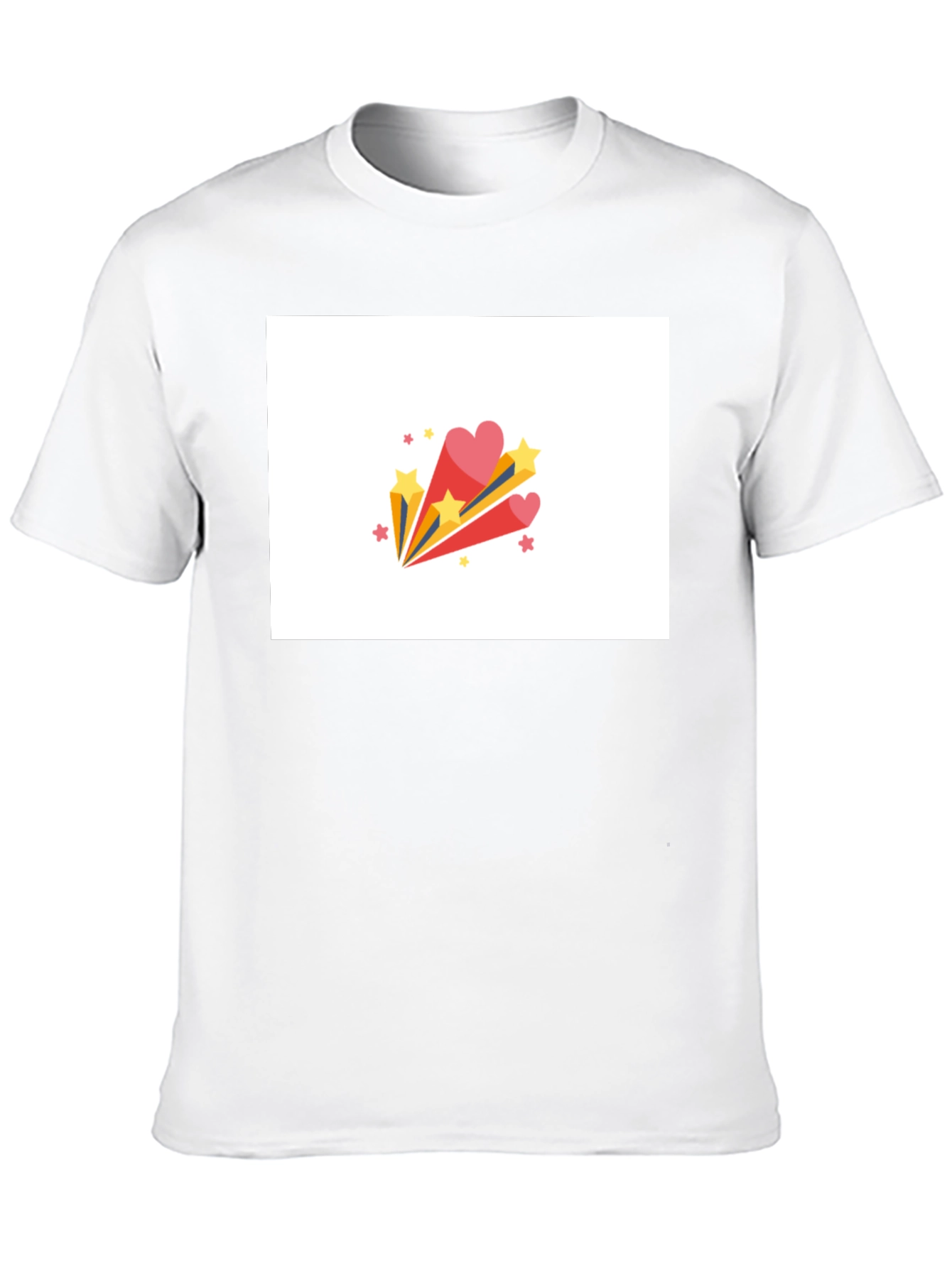 Stylish Black Tee with Heart & Star Burst Graphic