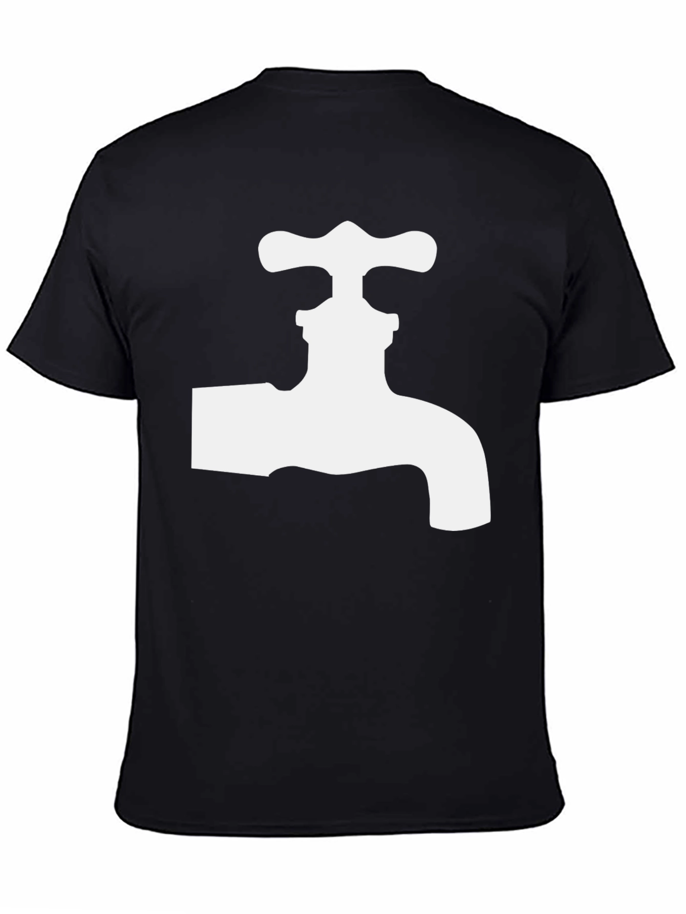 Black Tee with White Faucet Graphic