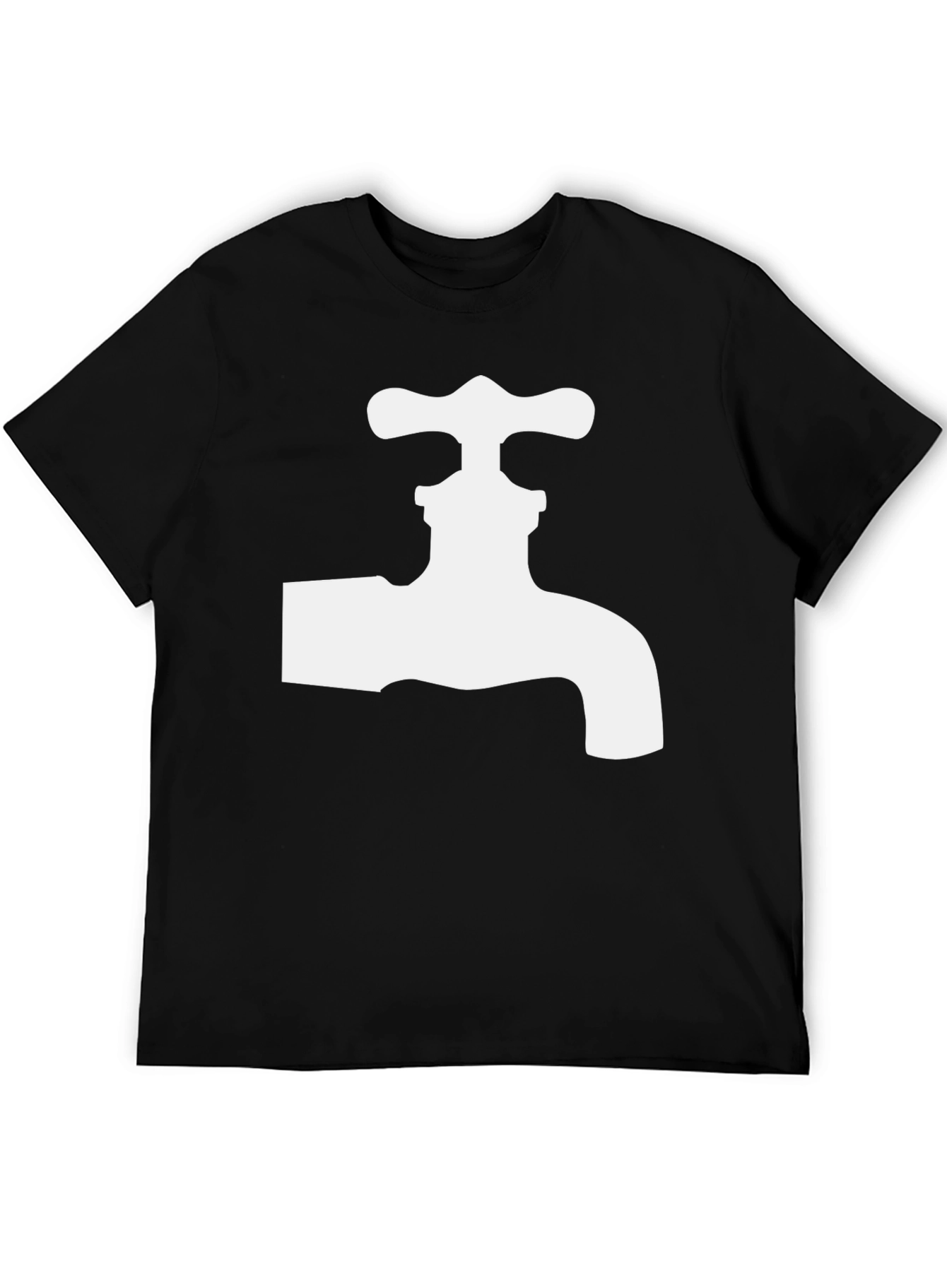 Black Tee with White Faucet Graphic