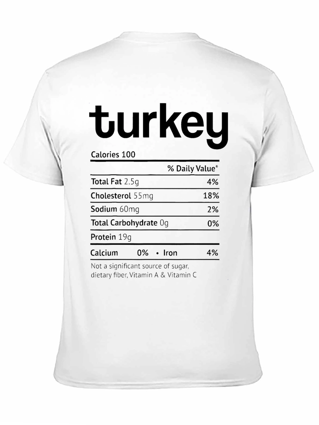 Turkey Nutrition Facts T-Shirt Funny Thanksgiving Tee