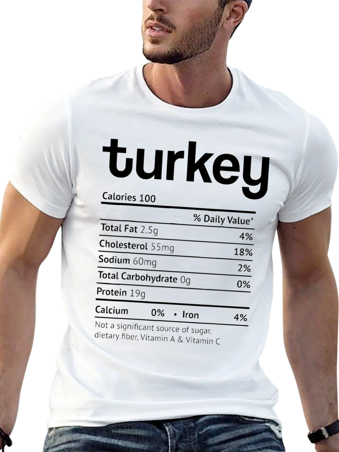 Turkey Nutrition Facts T-Shirt Funny Thanksgiving Tee