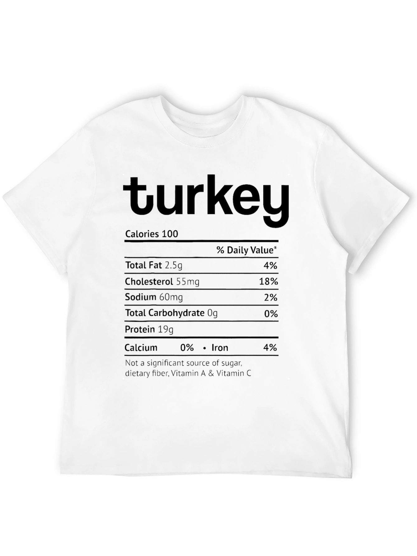 Turkey Nutrition Facts T-Shirt Funny Thanksgiving Tee