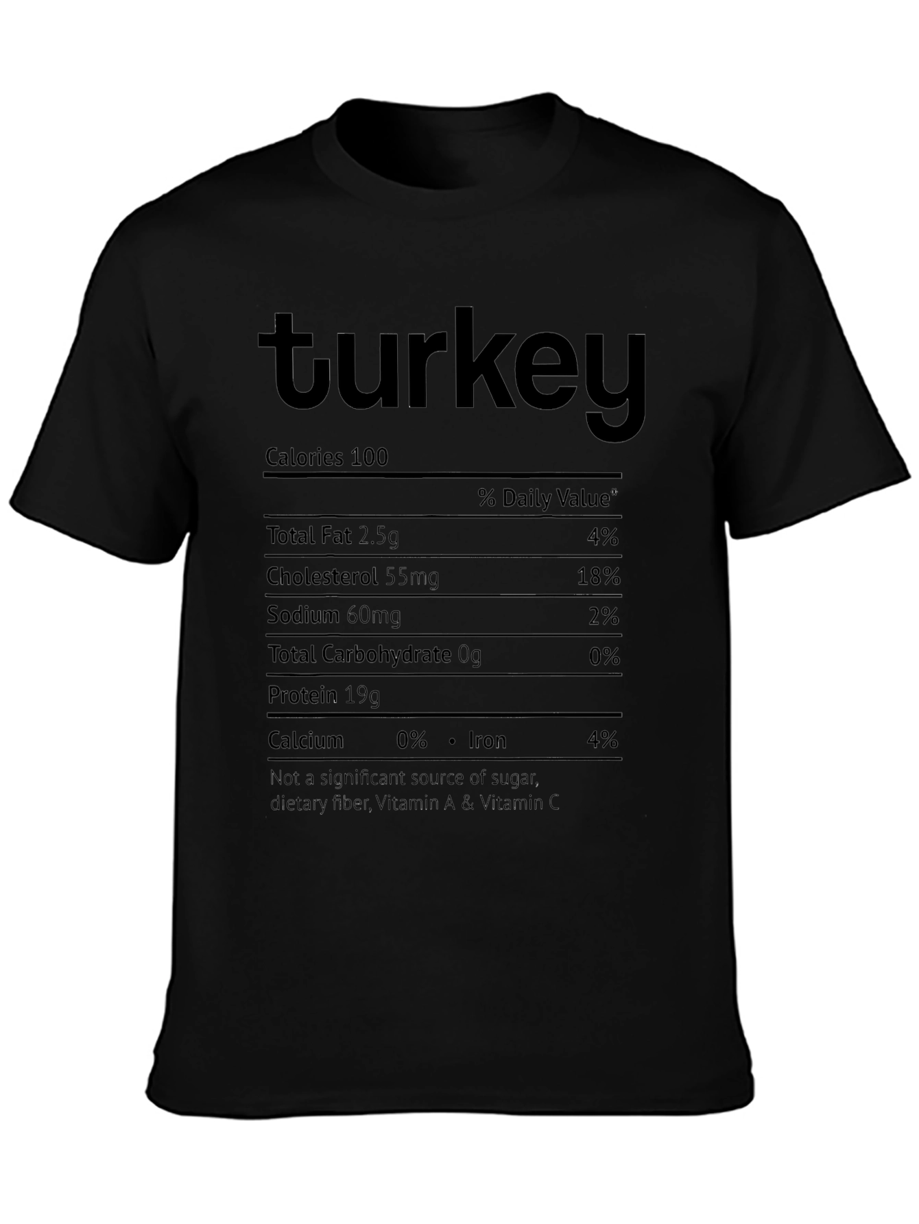 Turkey Nutrition Facts T-Shirt Funny Thanksgiving Tee