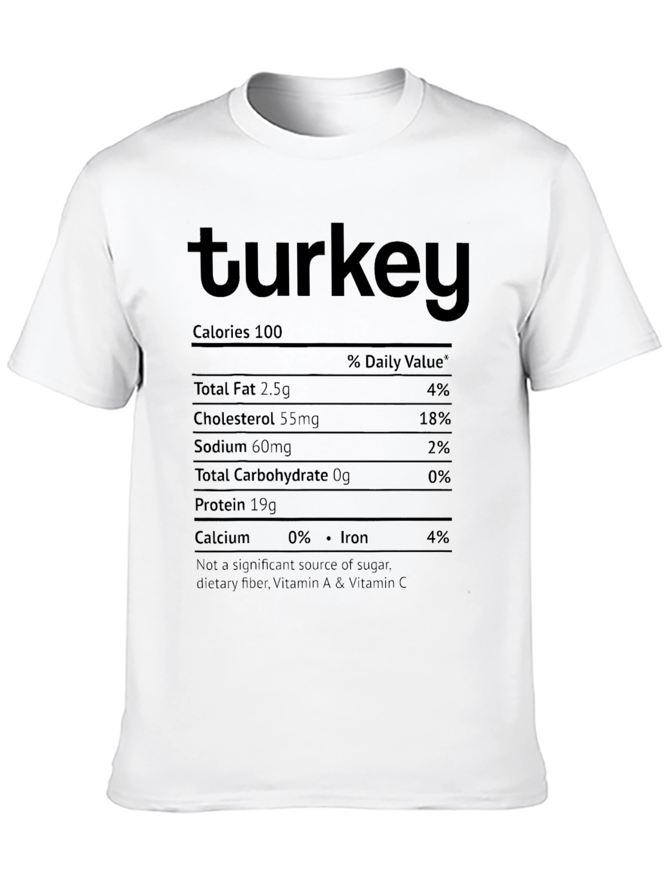 Turkey Nutrition Facts T-Shirt Funny Thanksgiving Tee