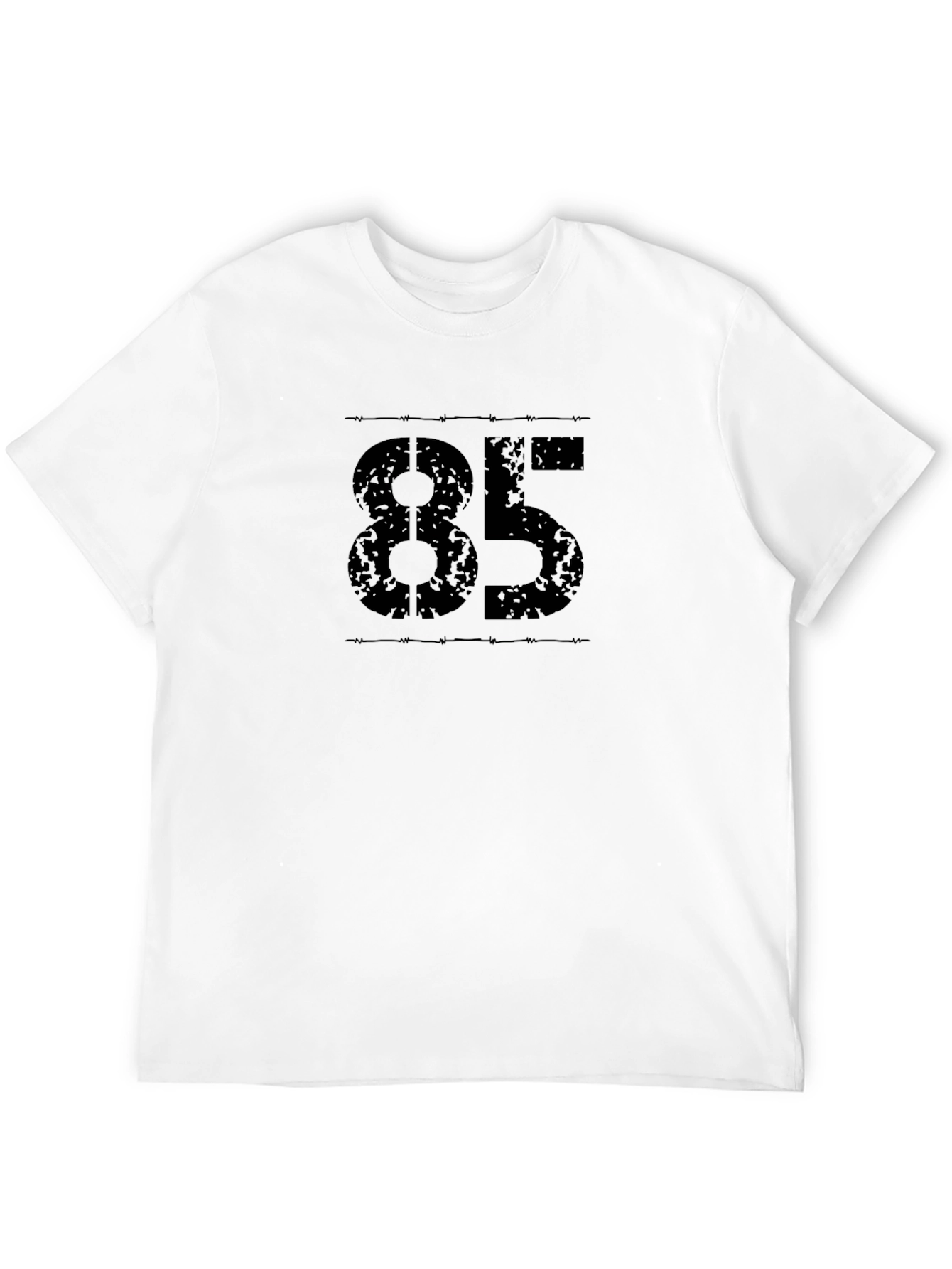 Black T-Shirt with 85 Graphic Print
