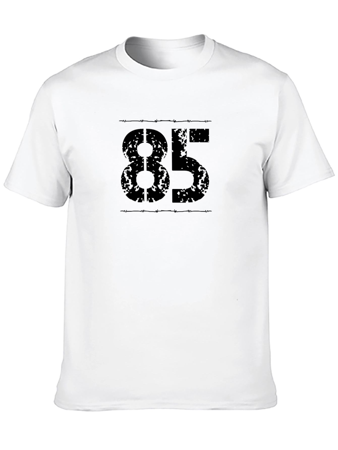 Black T-Shirt with 85 Graphic Print