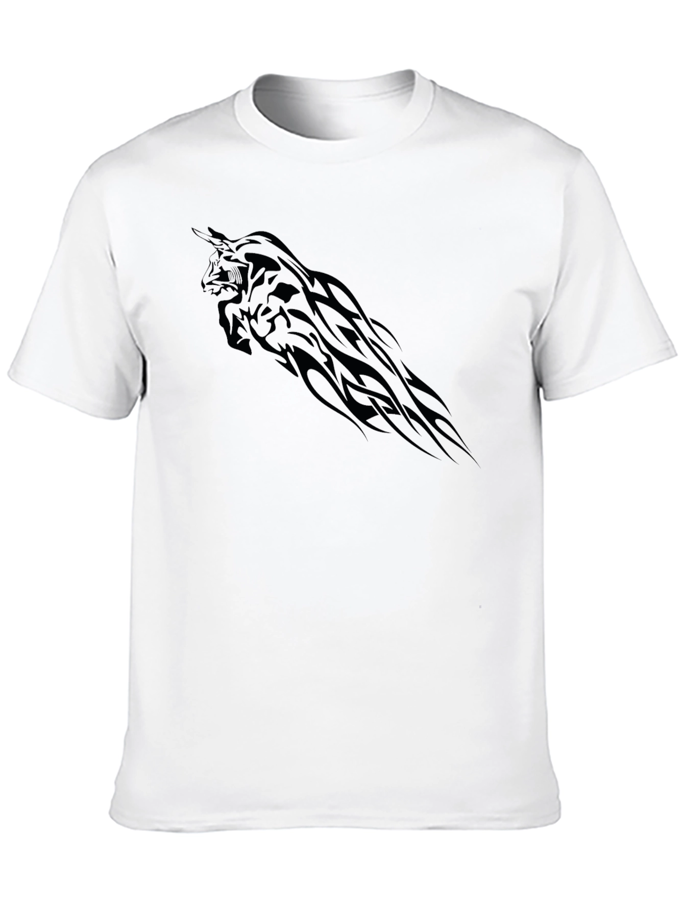 Black T-Shirt with Tribal Bull Graphic