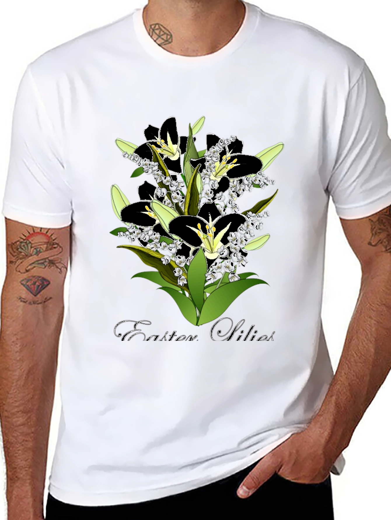 Easter Lilies Graphic T-Shirt - Stylish Floral Design