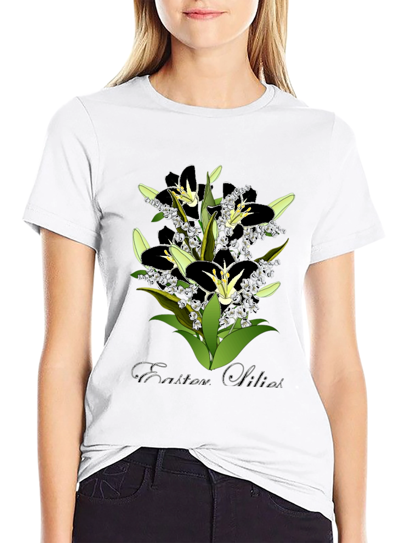 Easter Lilies Graphic T-Shirt - Stylish Floral Design