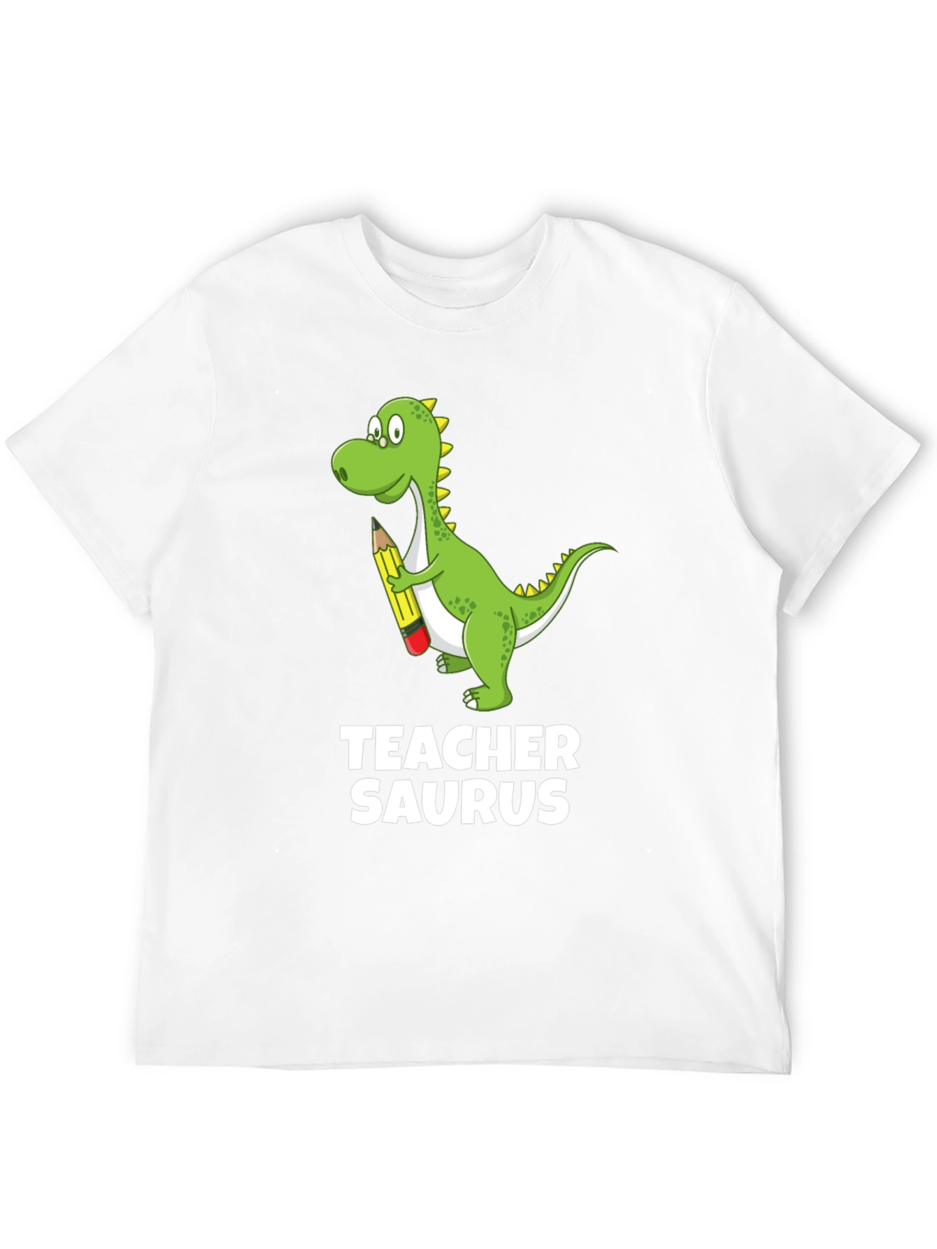 Teacher Saurus Dinosaur Graphic T-Shirt - Black