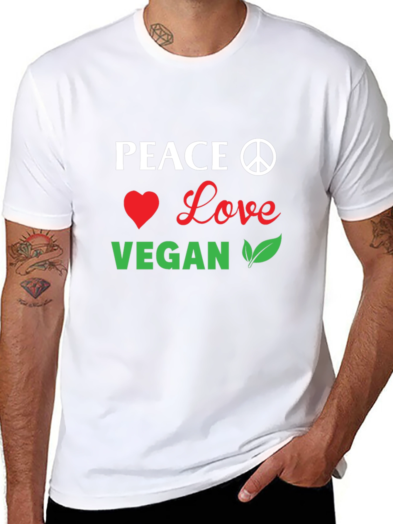 Peace Love Vegan Graphic T-Shirt - Unisex