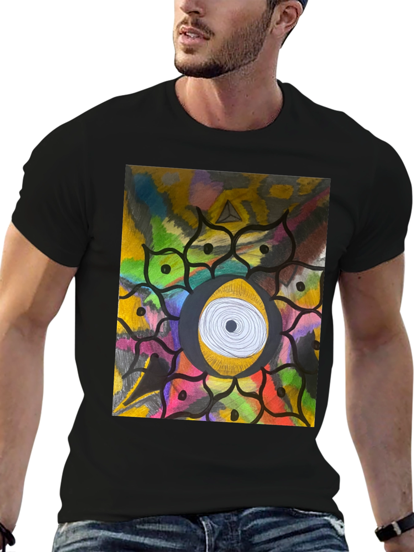 Eye Mandala Graphic Tee - Unique Artistic Design