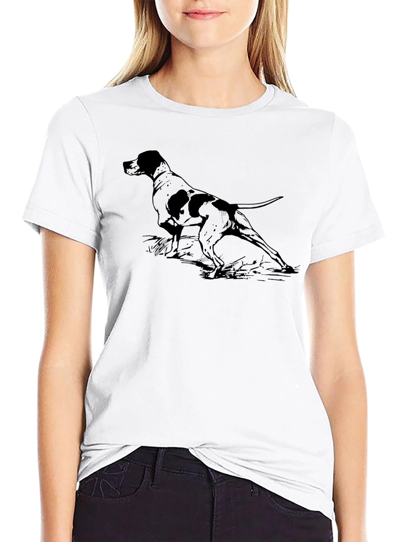 Hunting Dog Graphic Tee - Classic Black