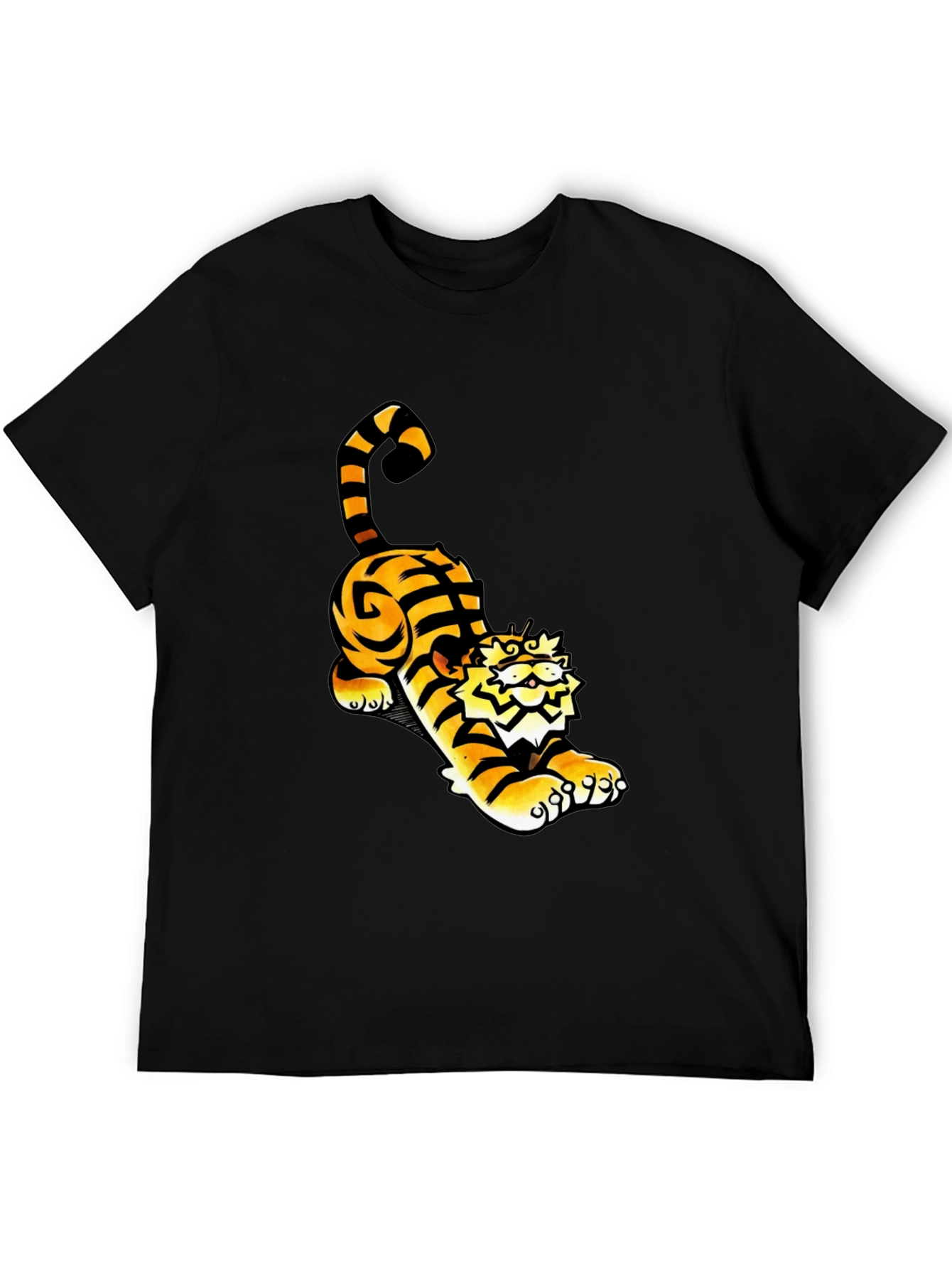 Cool Tiger Graphic Tee - Black Cotton T-Shirt