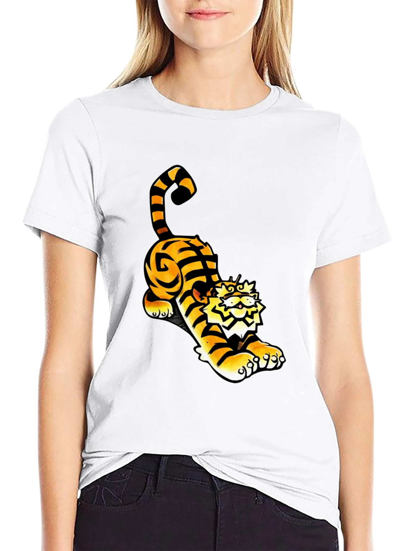 Cool Tiger Graphic Tee - Black Cotton T-Shirt