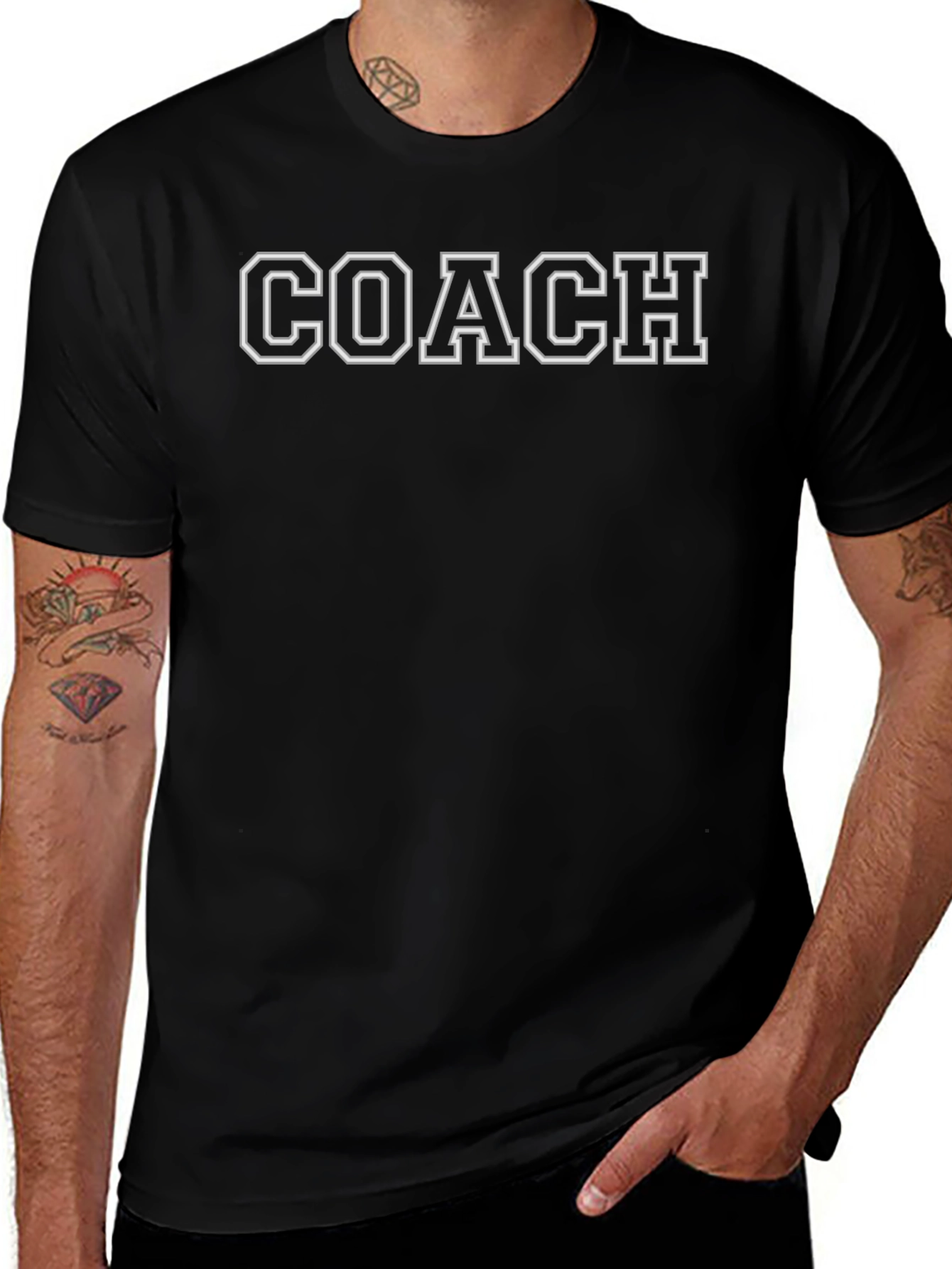 Coach Black T-Shirt with White Lettering